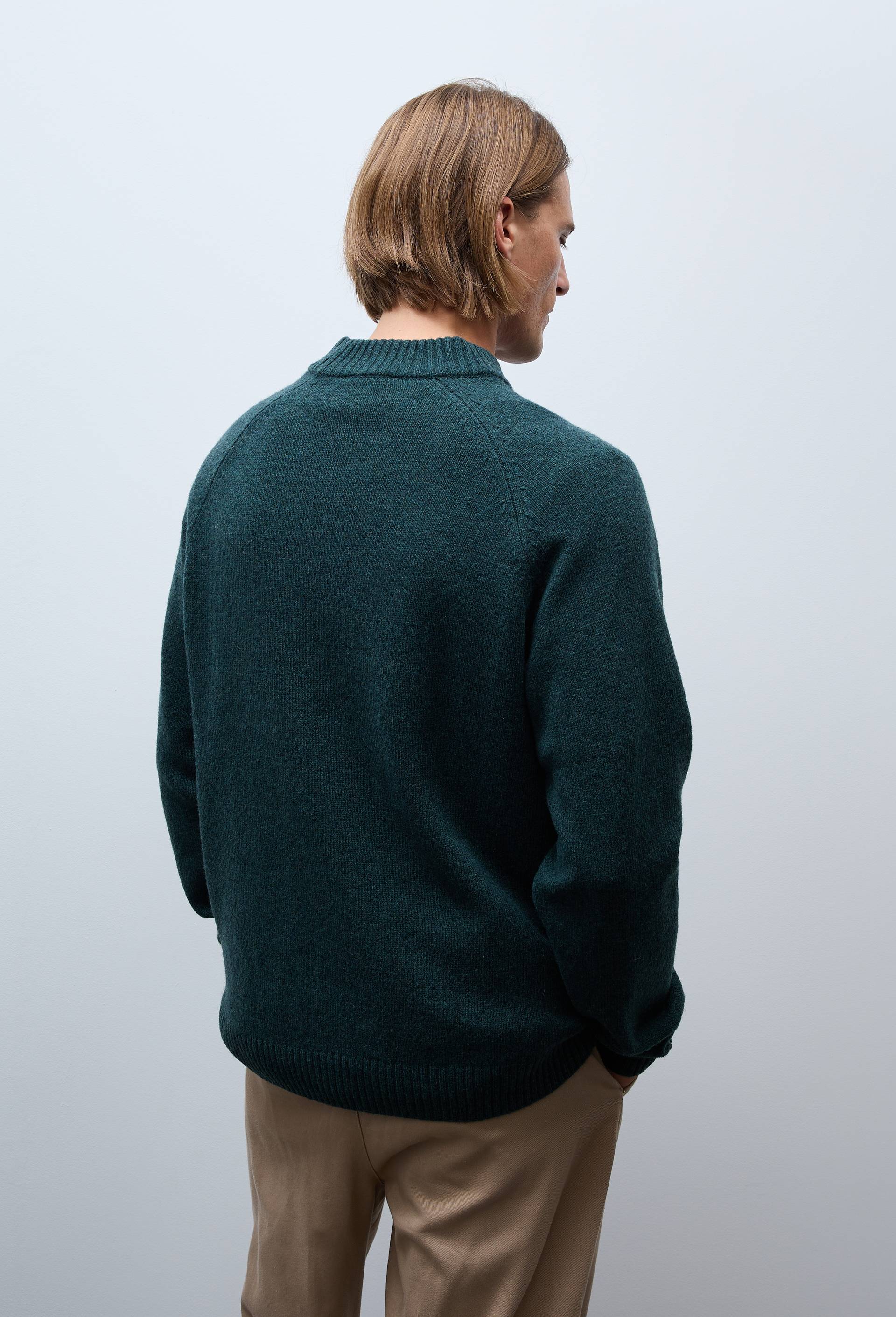 Pull col rond en laine, Vert fonc&eacute;, large image number 1.0