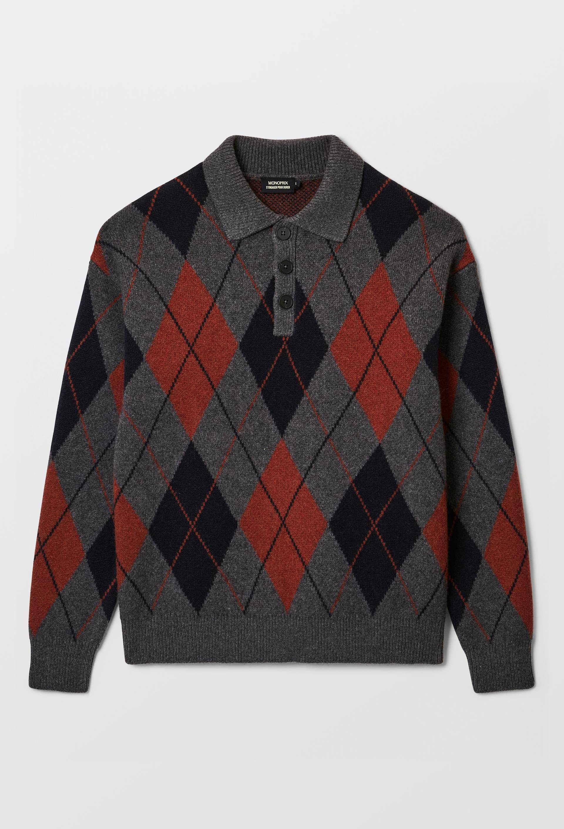 Pull col polo en laine, Gris fonc&eacute;, large image number 3.0