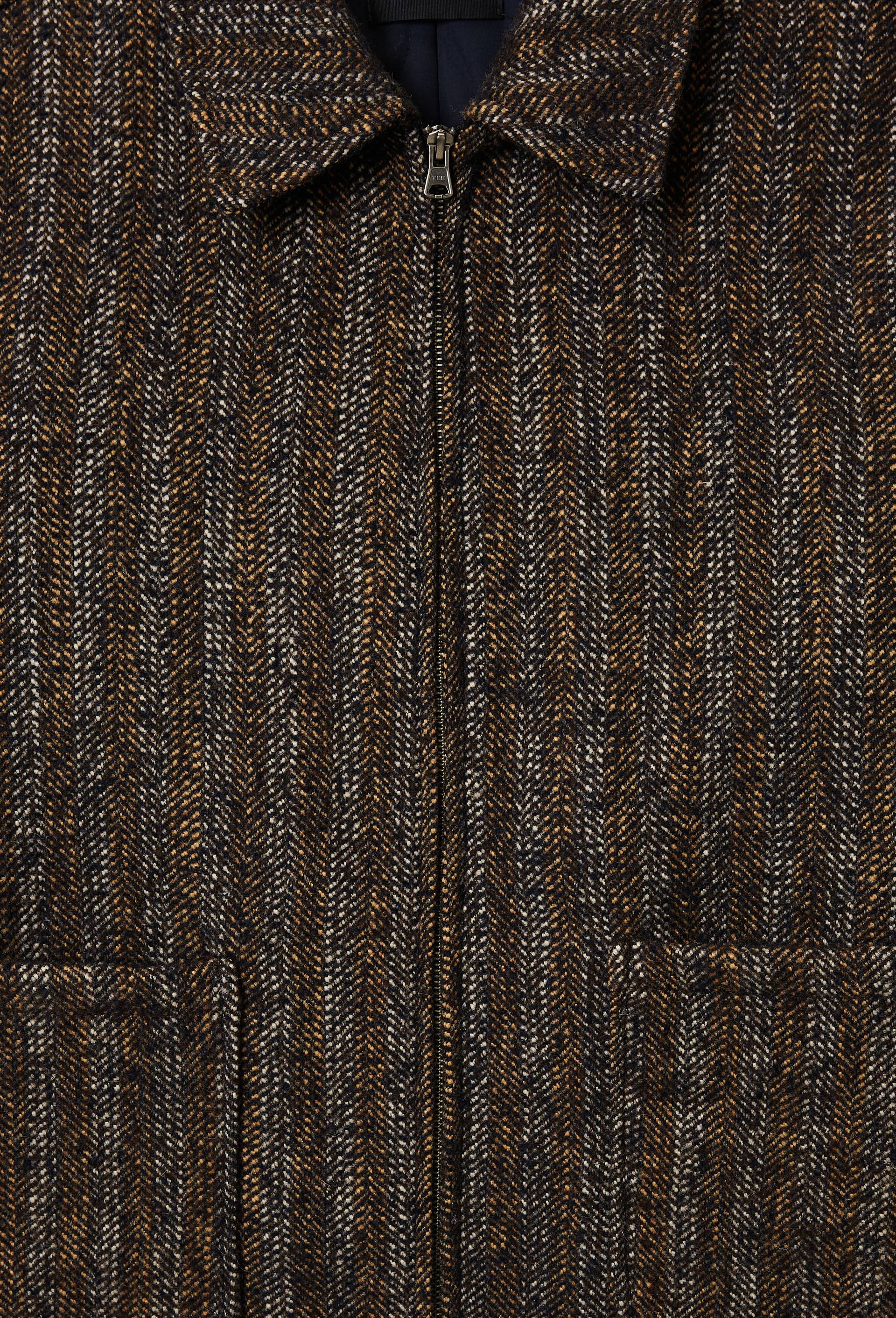 Veste chevron zipp&eacute; contenant de la laine, Bleu fonc&eacute;, large image number 6