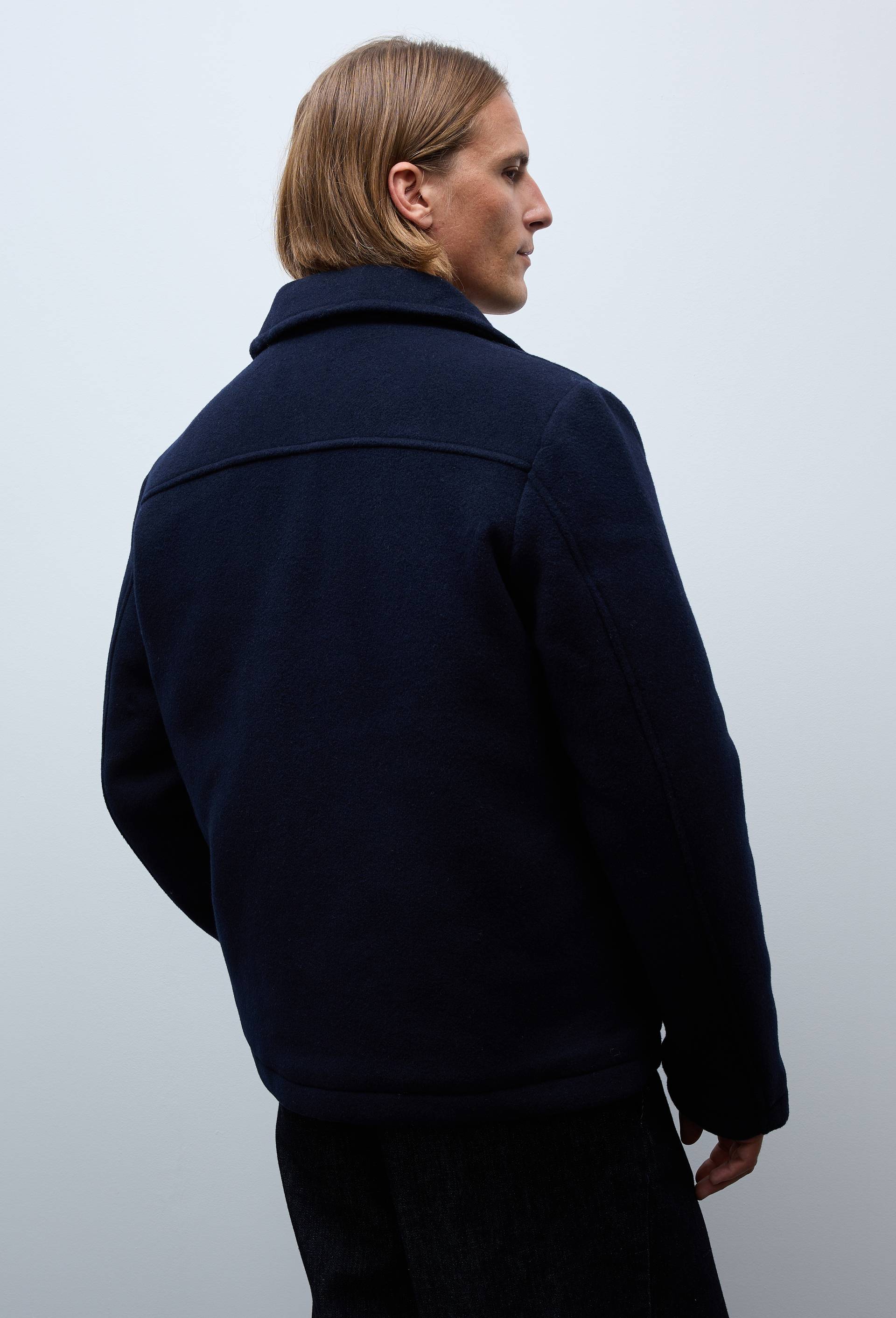 Veste zipp&eacute; contenant de la laine, Bleu fonc&eacute;, large image number 2