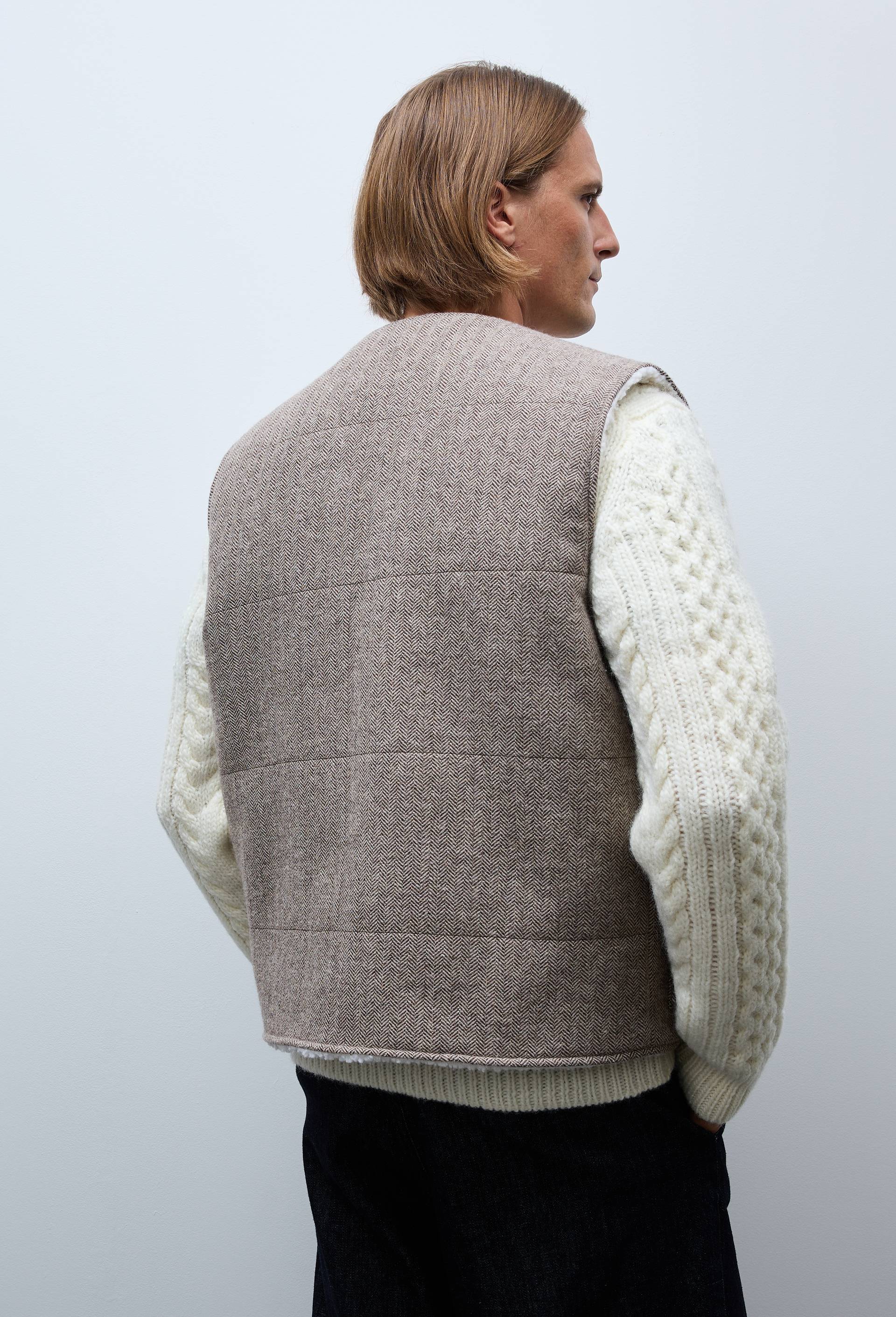 Veste sans manches contenant de la laine, Brun, large image number 1