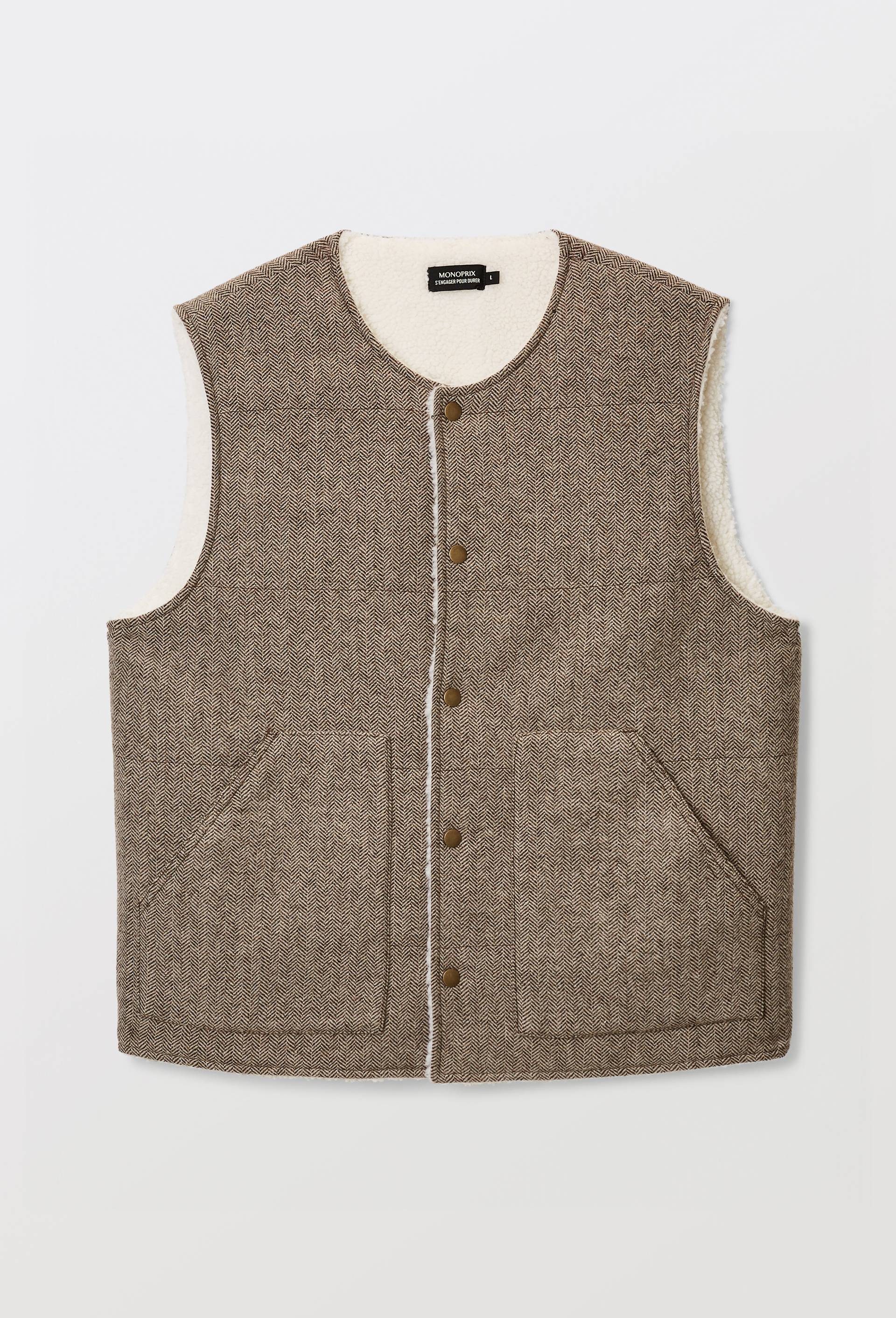 Veste sans manches contenant de la laine, Brun, large image number 2.0