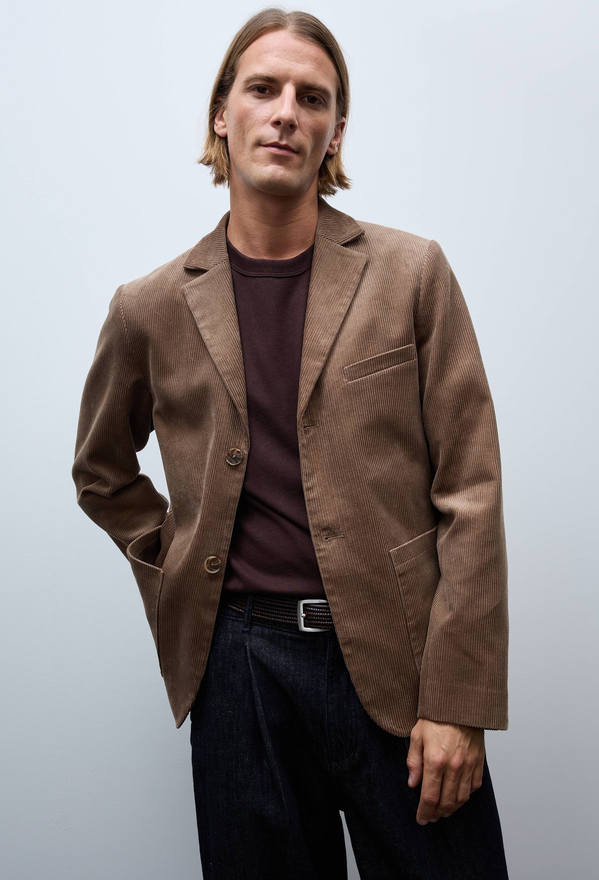 Veste blazer en velours, Brun, large image number 0