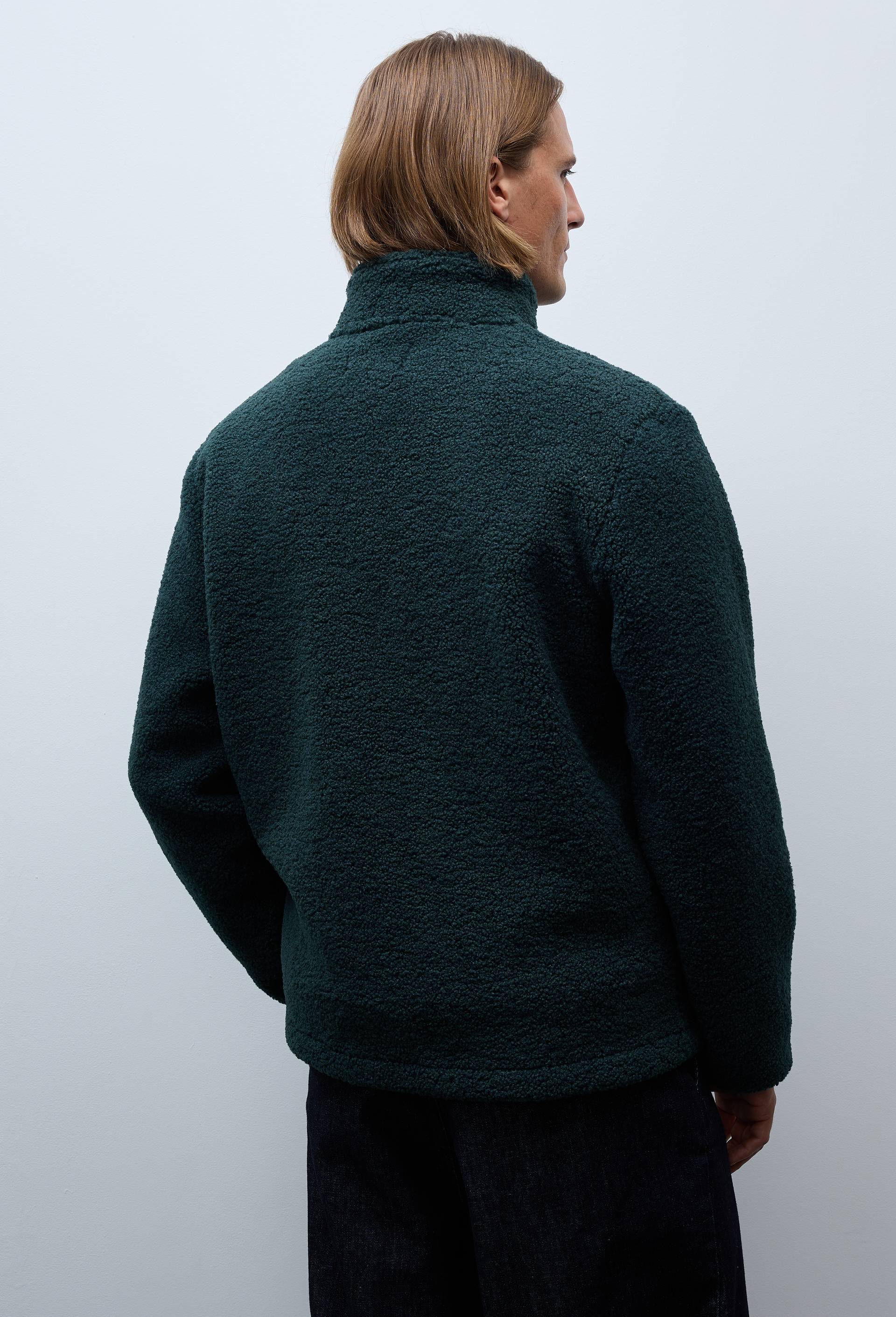 Veste sherpa manches longues zipp&eacute;e, Vert fonc&eacute;, large image number 2.0