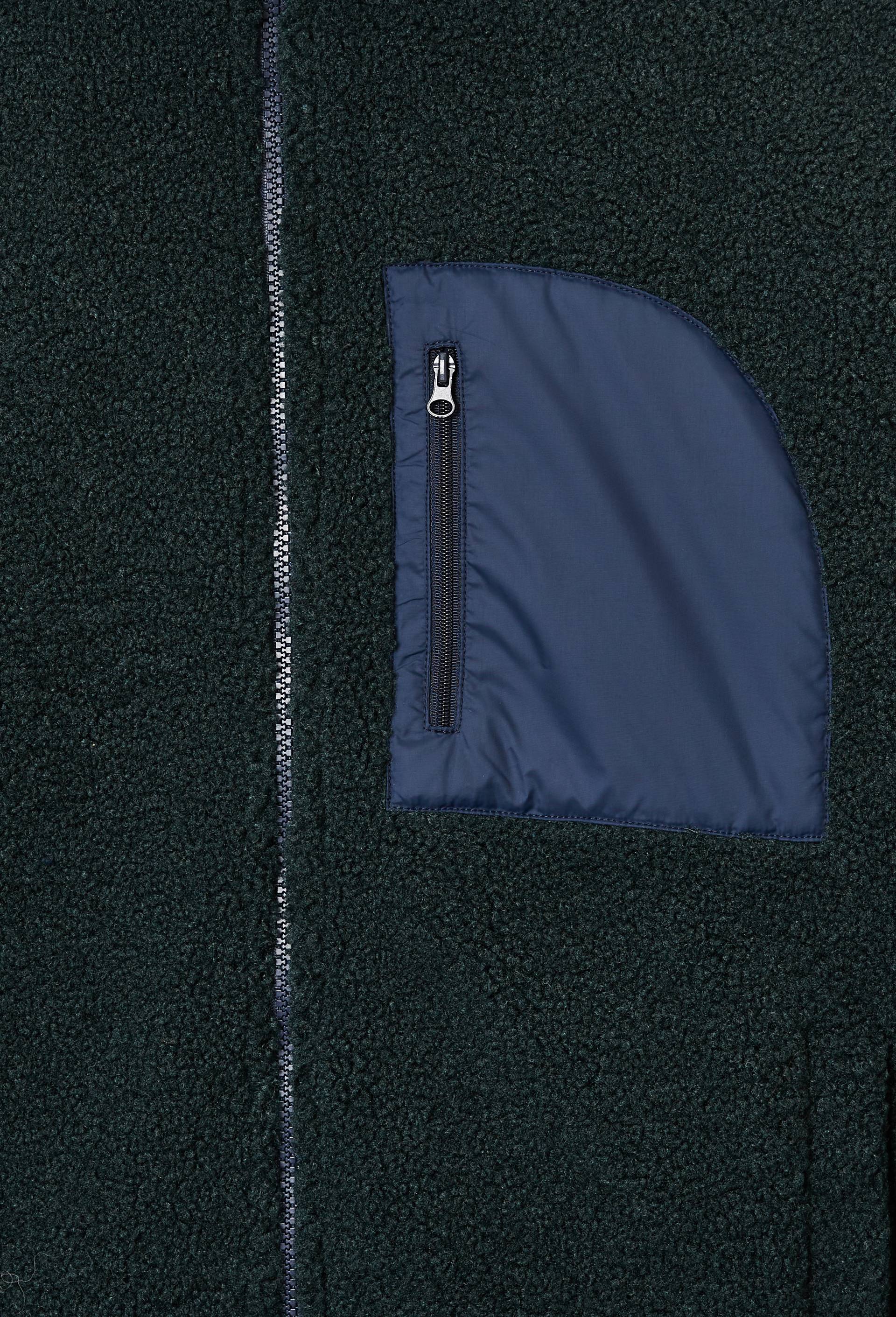 Veste sherpa manches longues zipp&eacute;e, Vert fonc&eacute;, large image number 5.0