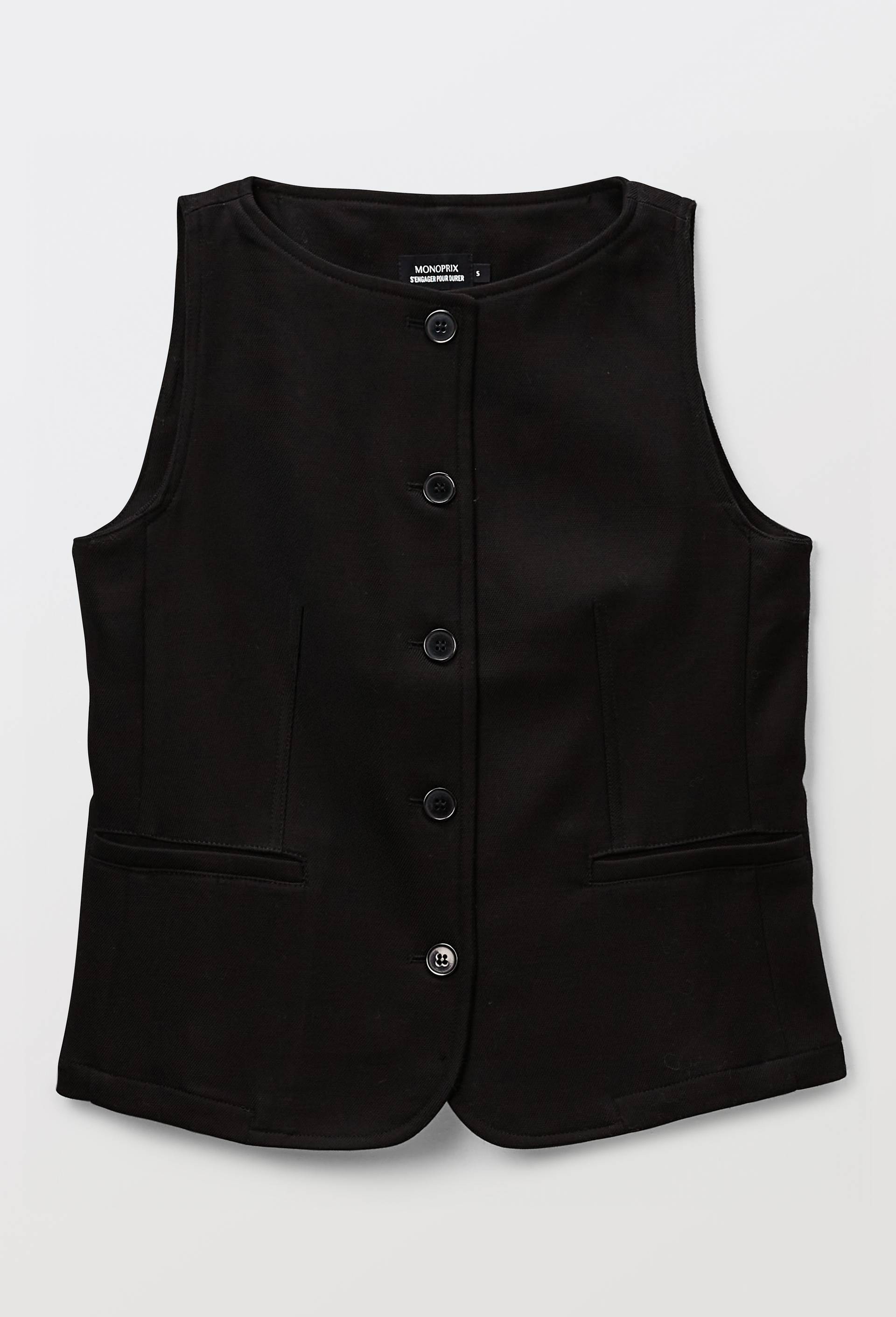 Gilet sans manches uni, Noir, large image number 2