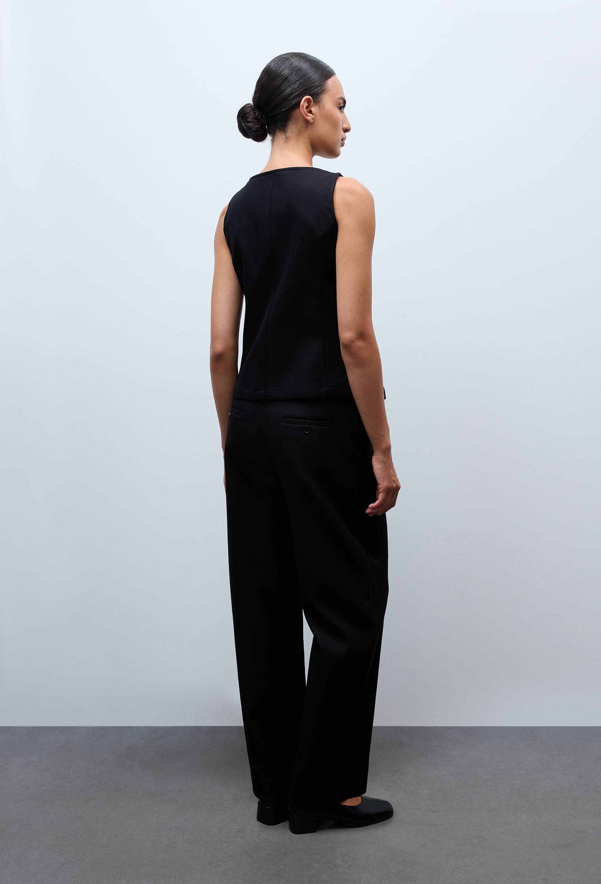 Pantalon large fluide uni, Noir, large image number 1.0