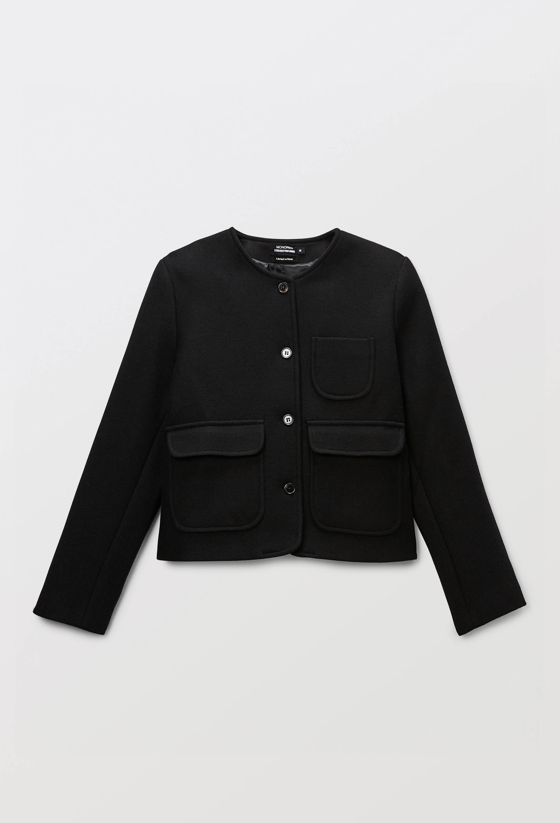 Veste courte contentant de la laine, Noir, large image number 3