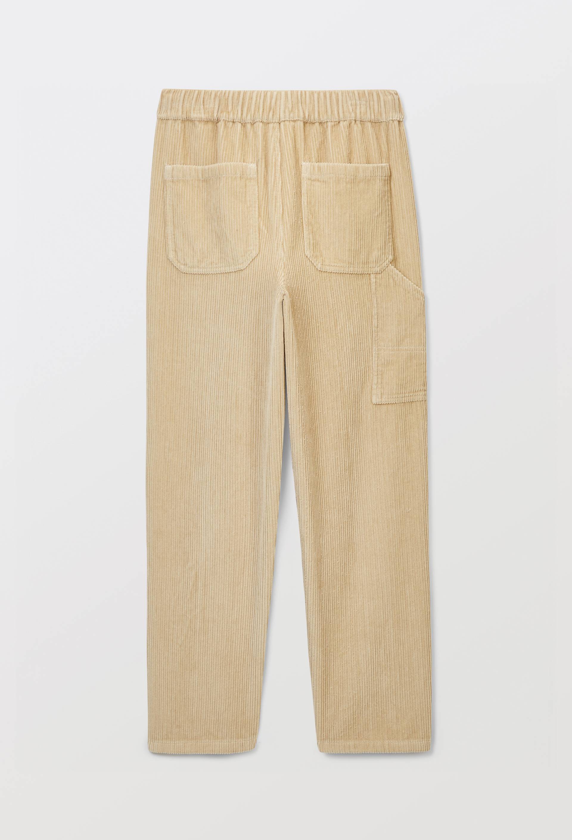 Pantalon droit &eacute;lastiqu&eacute; en velours c&ocirc;tel&eacute;, Beige, large image number 2.0
