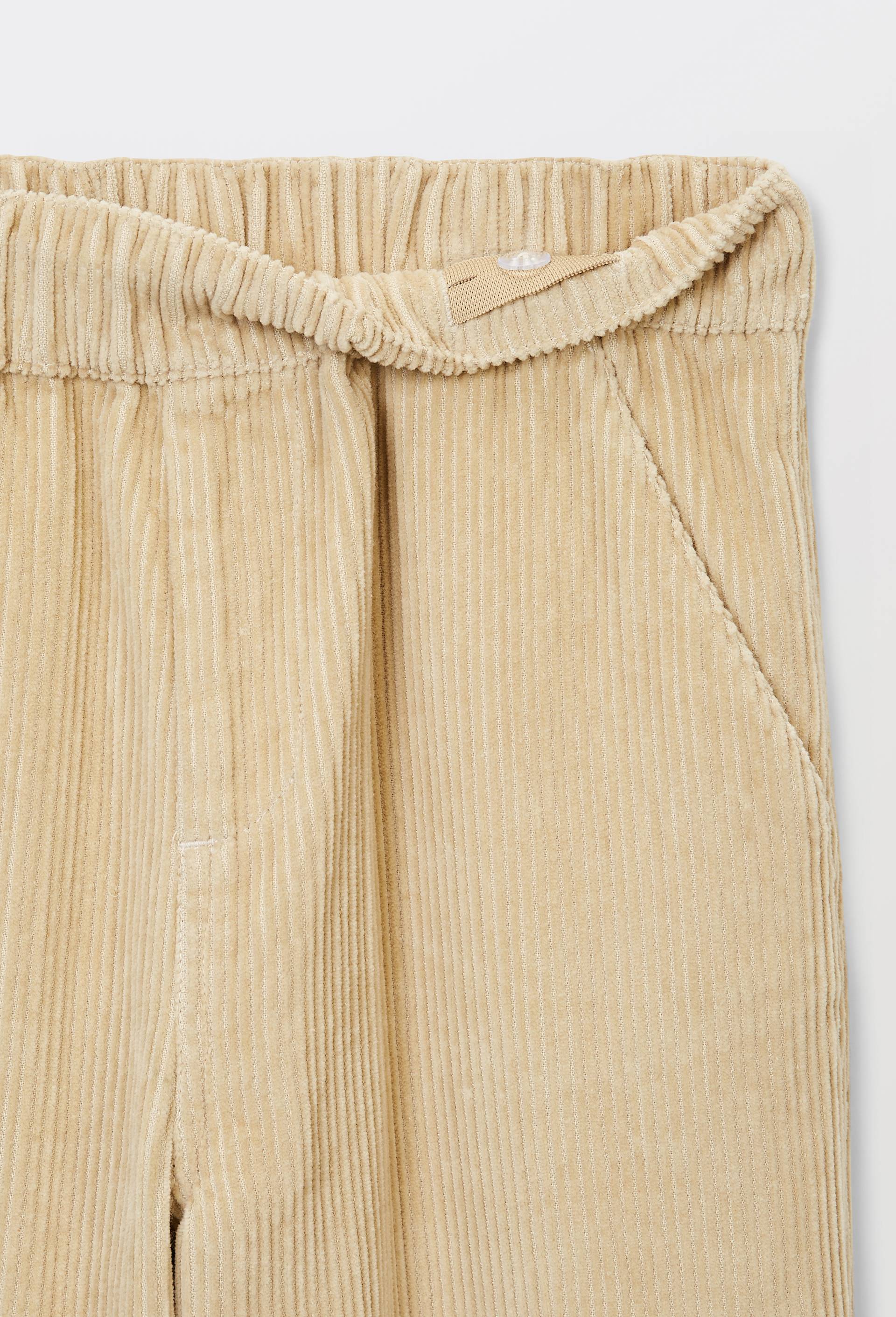 Pantalon droit &eacute;lastiqu&eacute; en velours c&ocirc;tel&eacute;, Beige, large image number 3.0