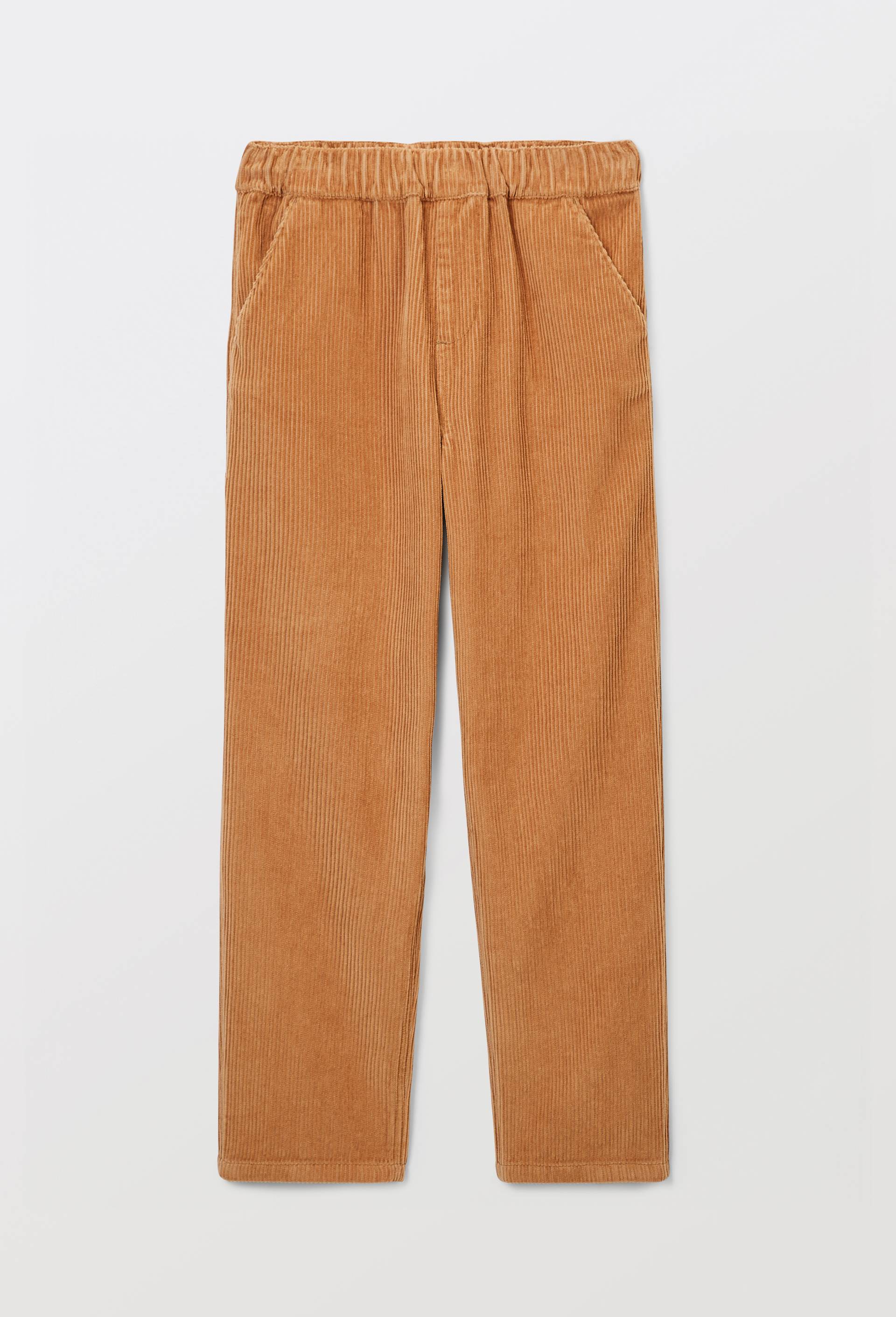 Pantalon droit &eacute;lastiqu&eacute; en velours c&ocirc;tel&eacute;, Beige, large image number 1.0