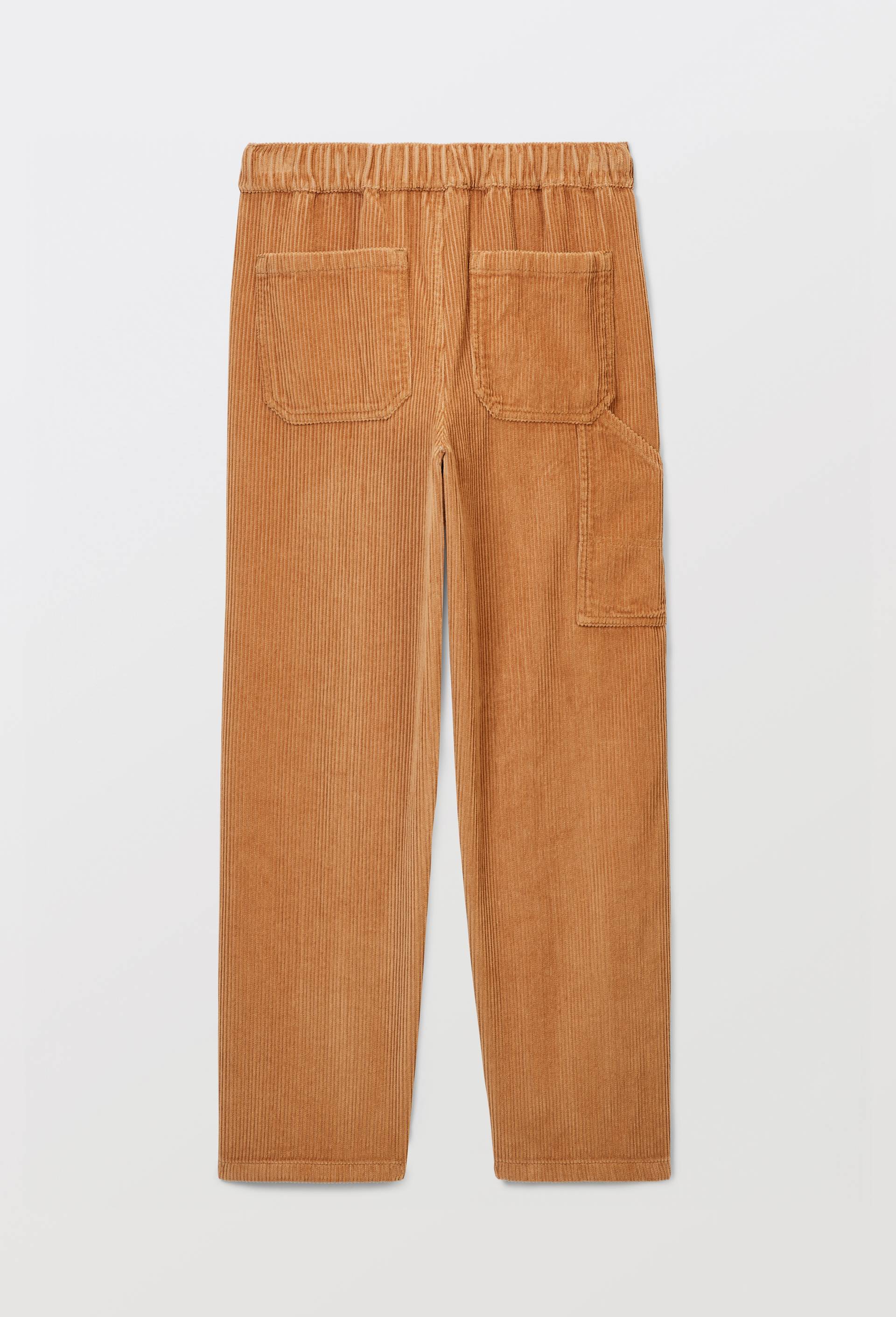 Pantalon droit &eacute;lastiqu&eacute; en velours c&ocirc;tel&eacute;, Beige, large image number 2.0
