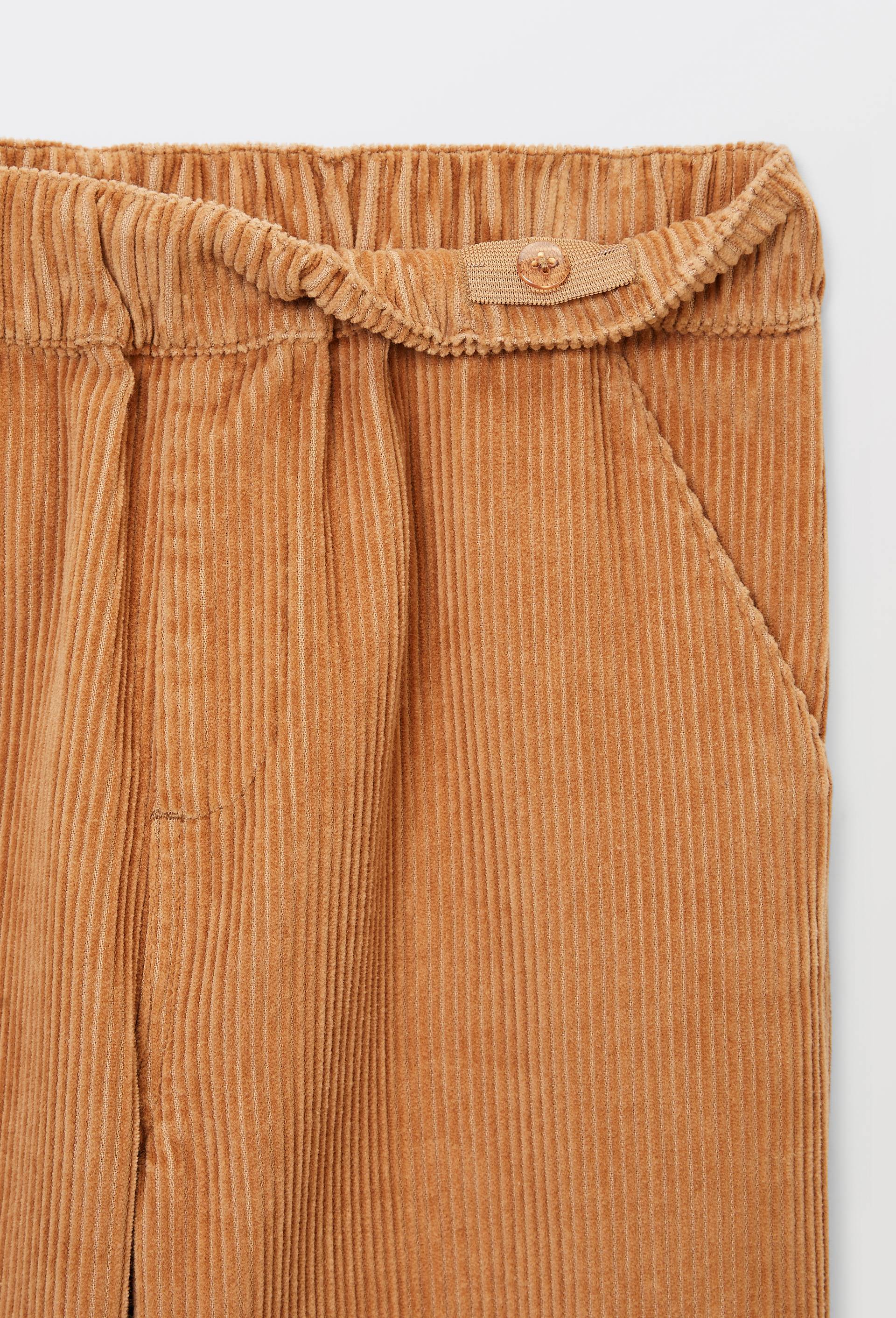 Pantalon droit &eacute;lastiqu&eacute; en velours c&ocirc;tel&eacute;, Beige, large image number 3