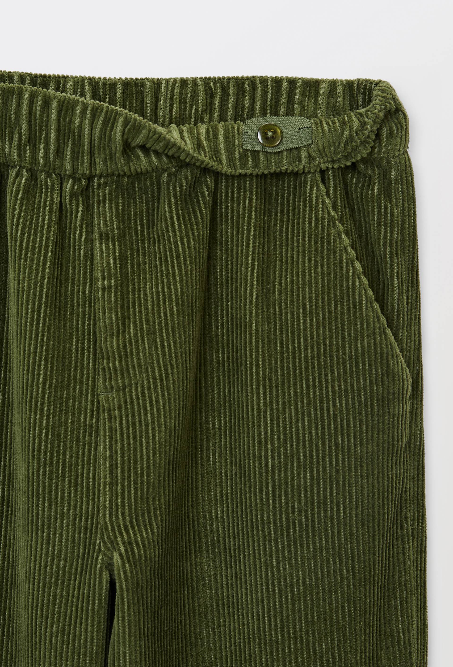 Pantalon droit &eacute;lastiqu&eacute; en velours c&ocirc;tel&eacute;, Vert fonc&eacute;, large image number 3