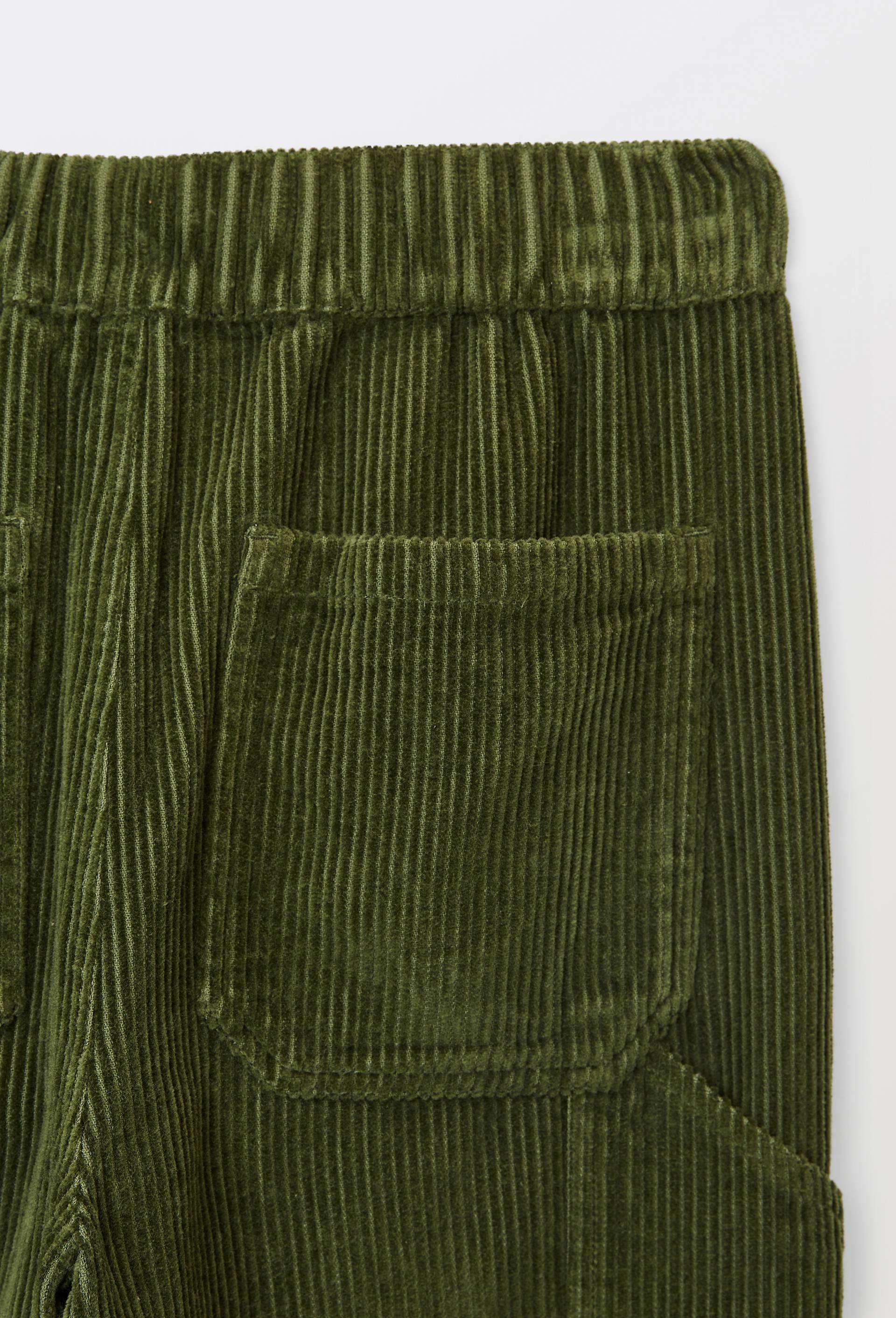 Pantalon droit &eacute;lastiqu&eacute; en velours c&ocirc;tel&eacute;, Vert fonc&eacute;, large image number 4