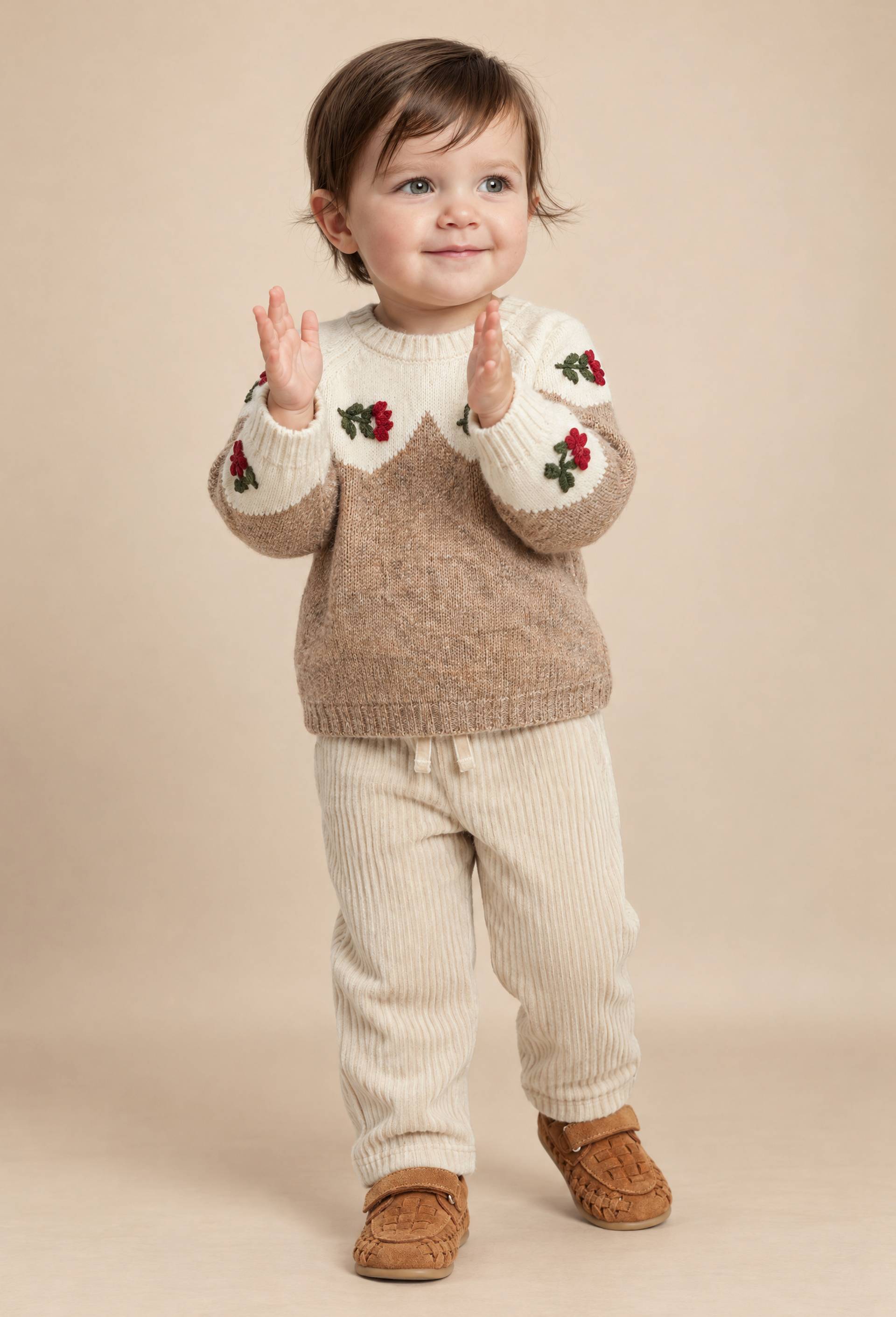 Pull jacquard brod&eacute;, Beige, large image number 0.0