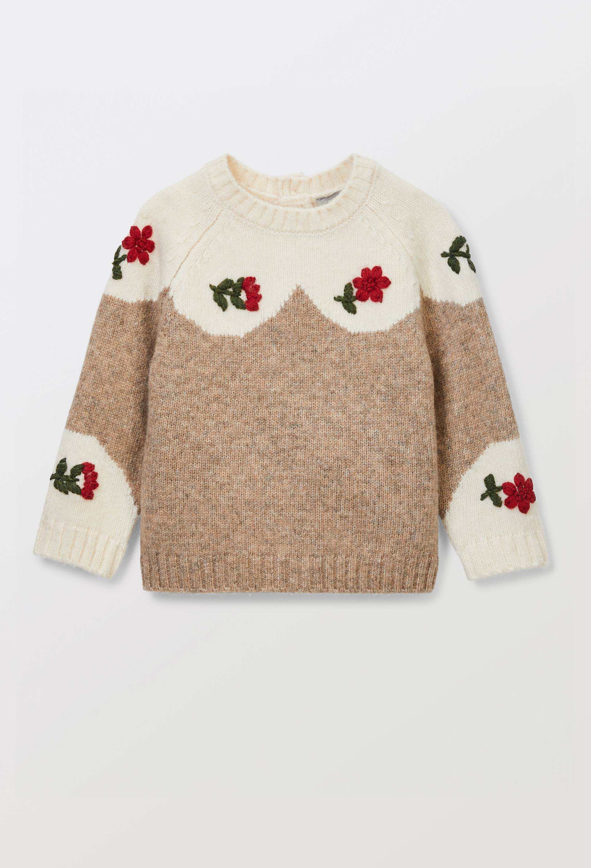 Pull jacquard brod&eacute;, Beige, large image number 1