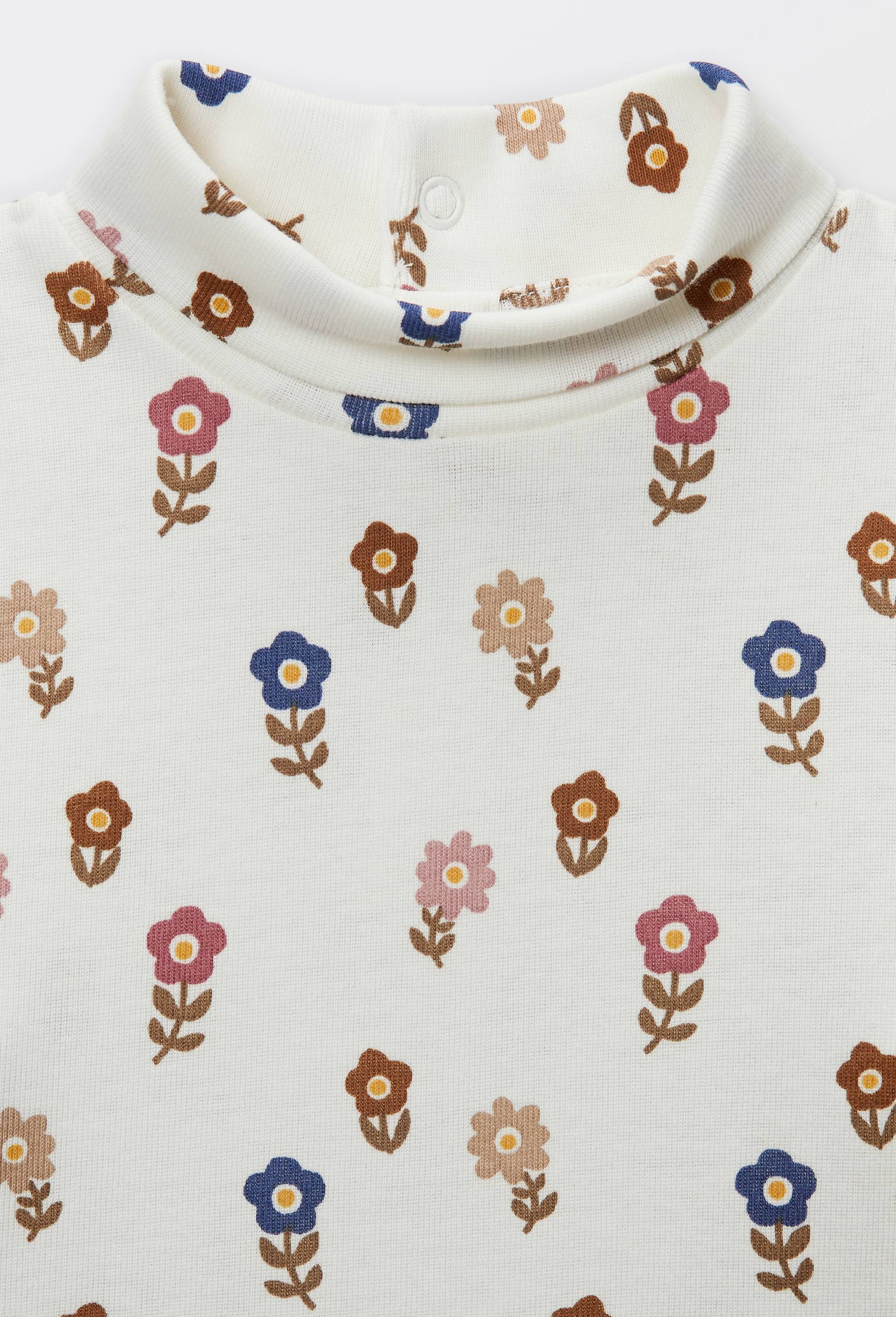 T-shirt manches longues col roul&eacute; imprim&eacute; en coton BIO GOTS, Beige clair, large image number 3