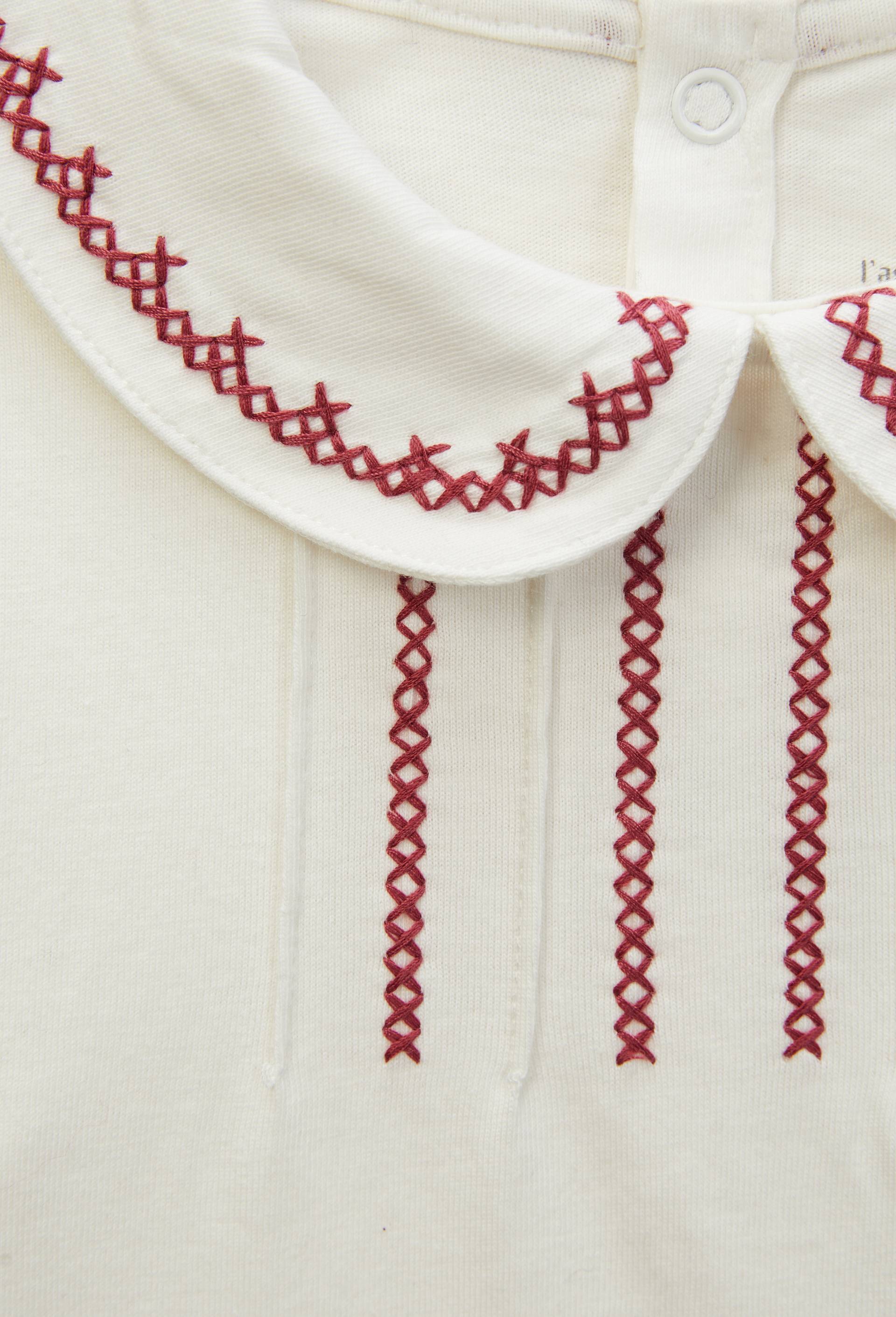 T-shirt manches longues col claudine unie en coton BIO GOTS, Ecru, large image number 3.0