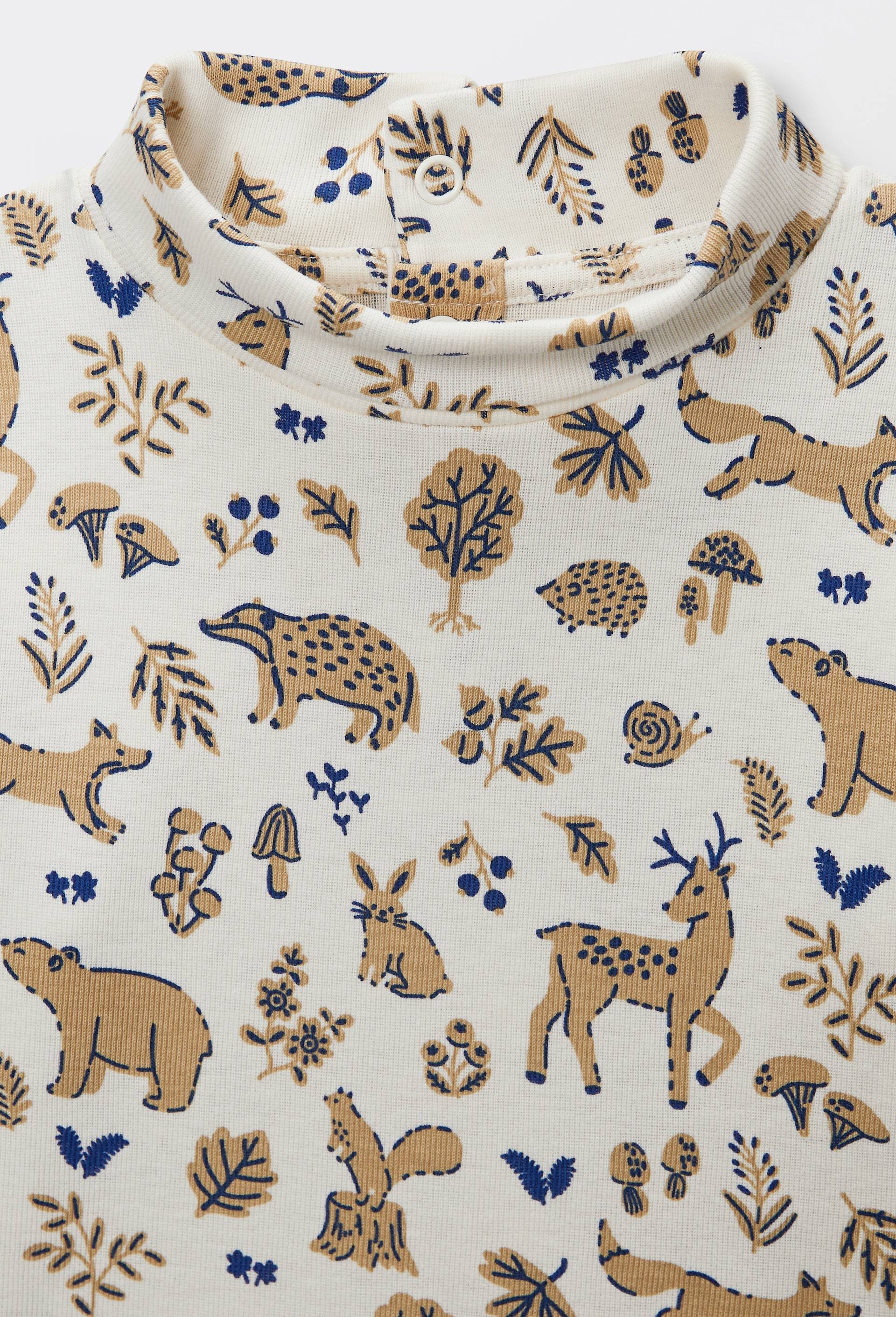 T-shirt manches longues col roul&eacute; imprim&eacute; en coton BIO GOTS, Beige clair, large image number 3.0