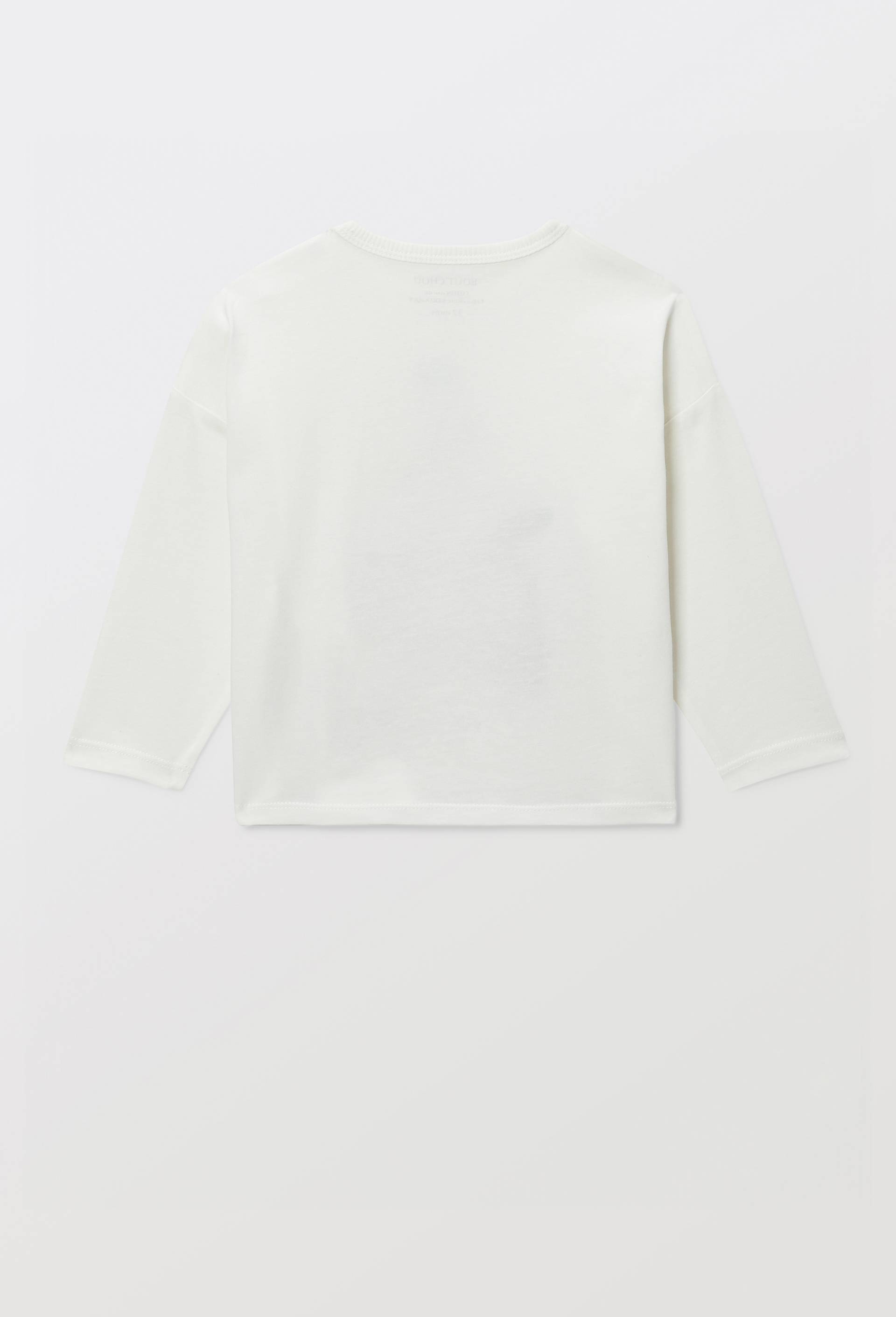 T-shirt manches longues imprim&eacute; en coton BIO GOTS, Ecru, large image number 1.0