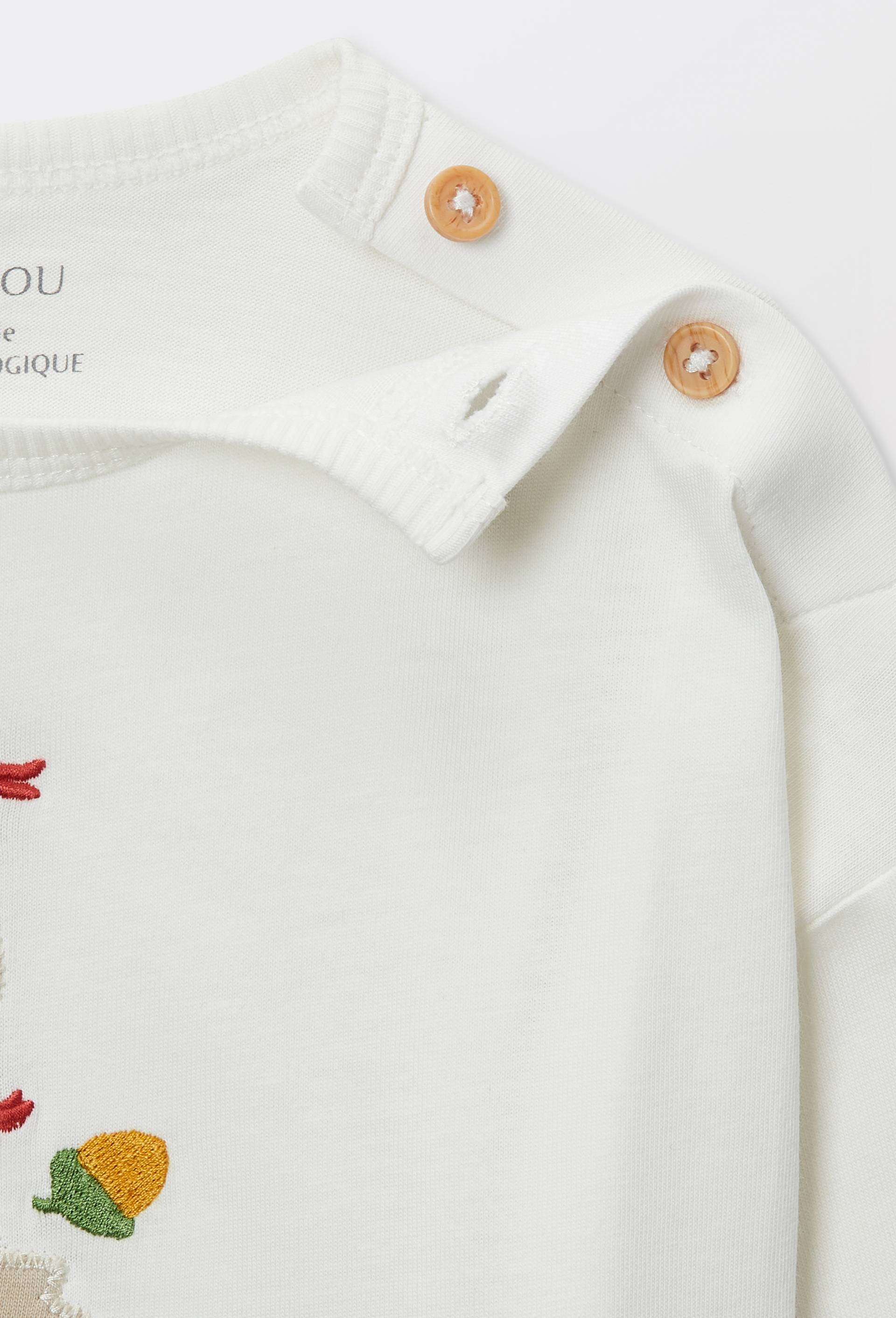 T-shirt manches longues imprim&eacute; en coton BIO GOTS, Ecru, large image number 2