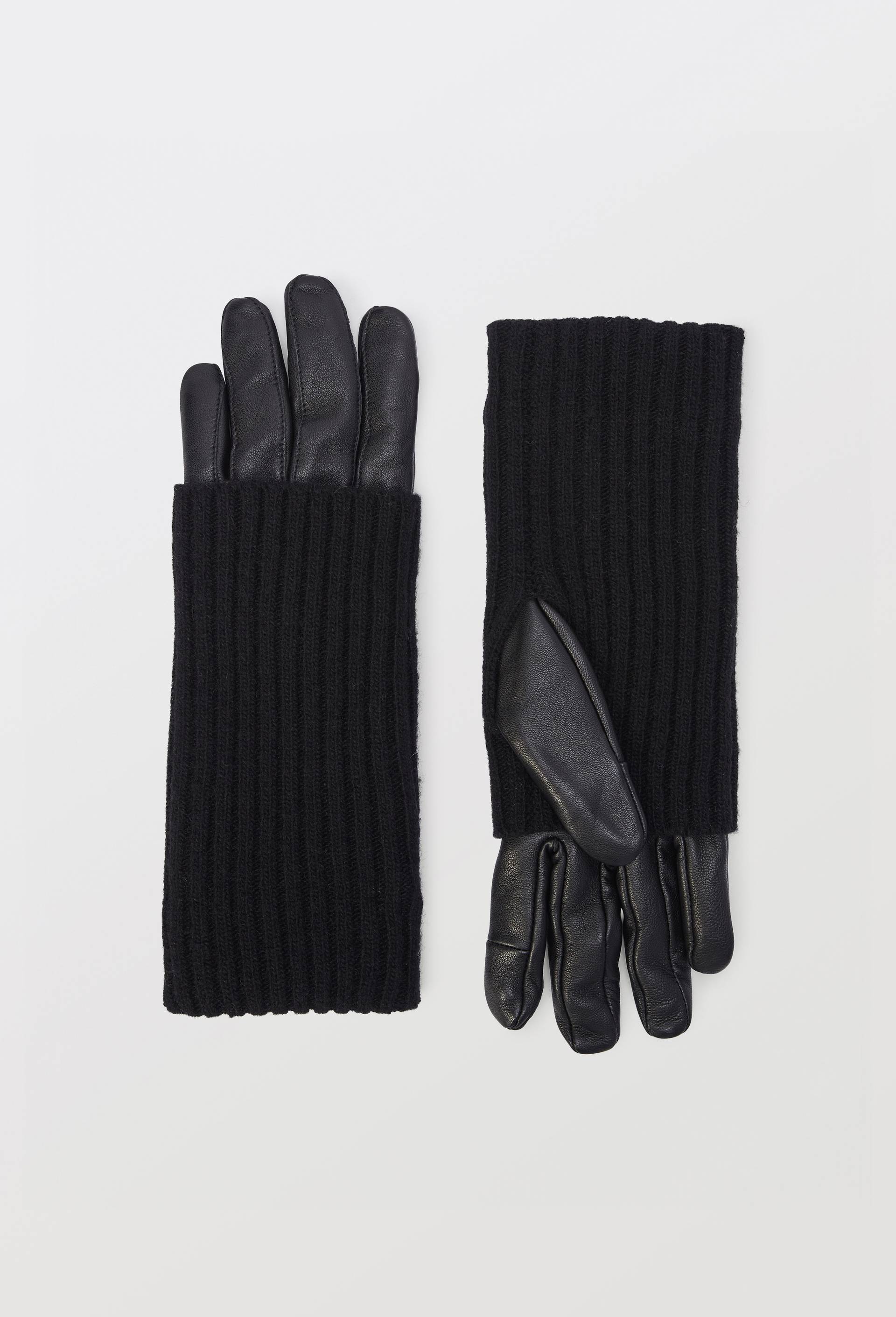 Gants &agrave; manchon en cuir, Noir, large image number 0