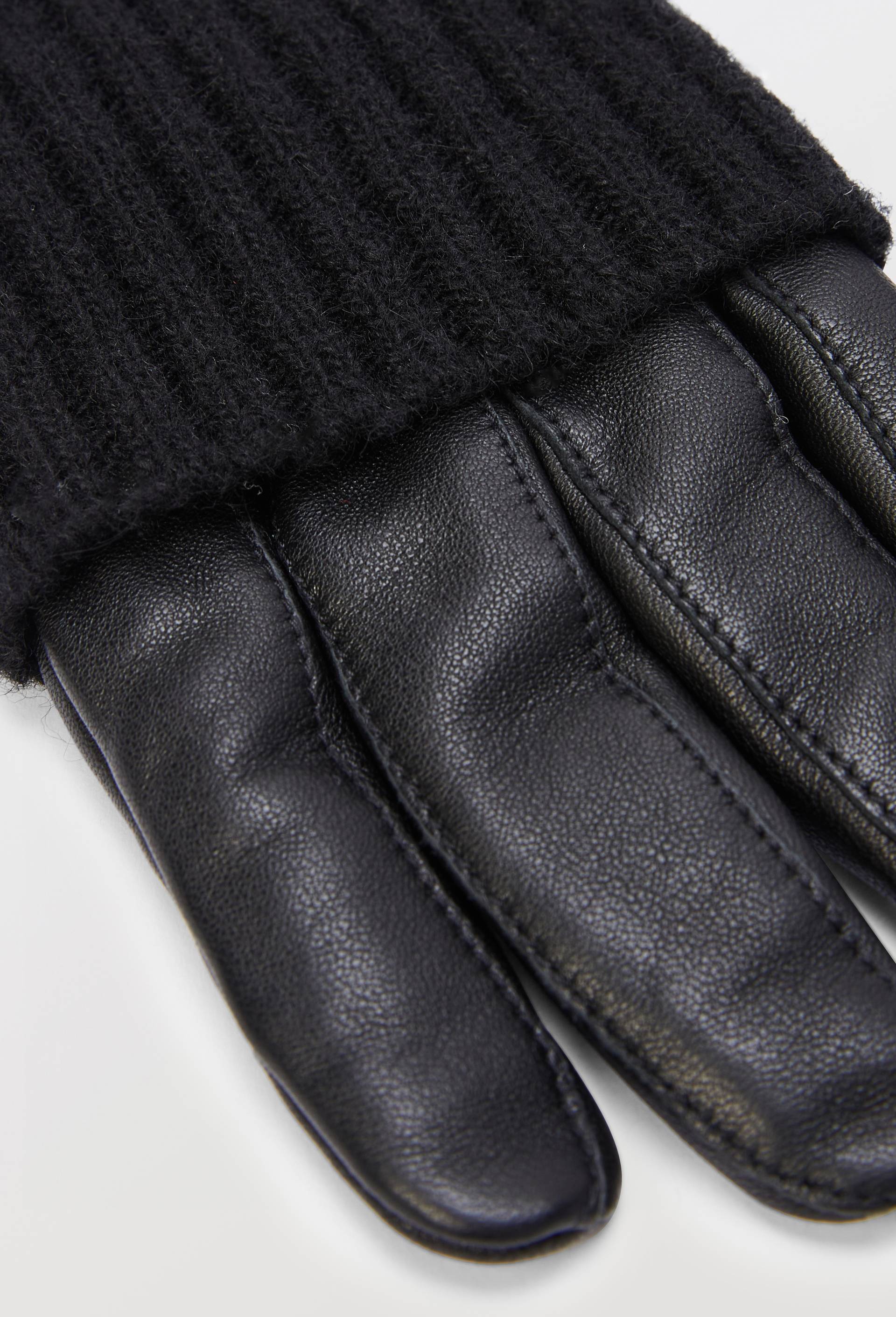 Gants &agrave; manchon en cuir, Noir, large image number 1
