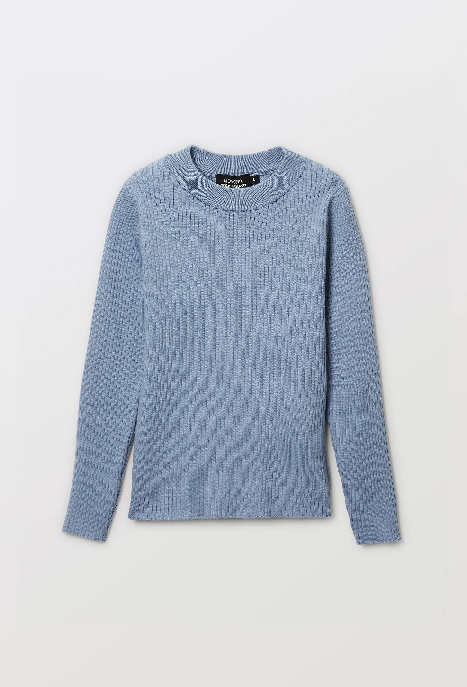 Sous pull en coton et cachemire, Bleu, large image number 2.0