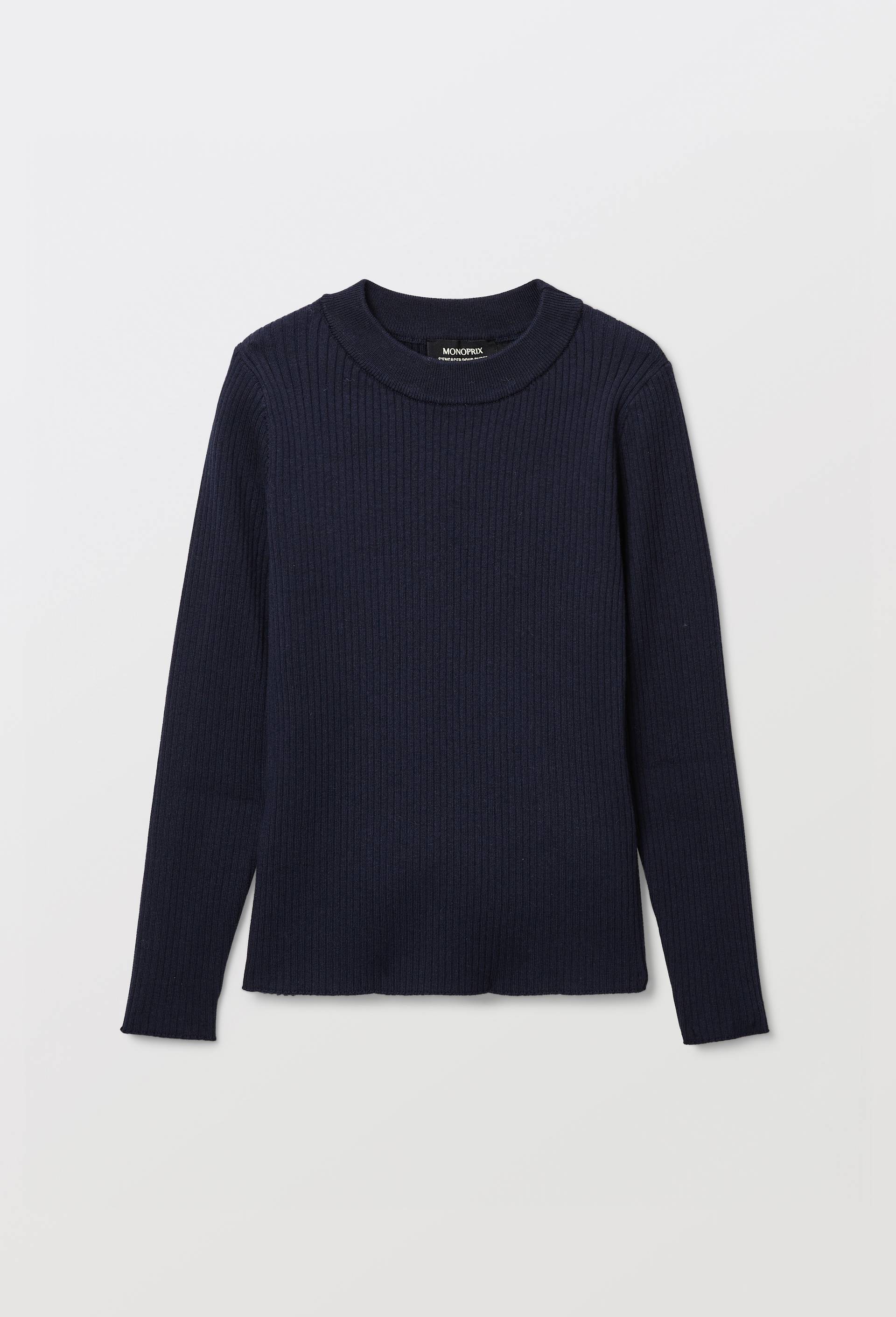 Sous pull en coton et cachemire, Bleu fonc&eacute;, large image number 2