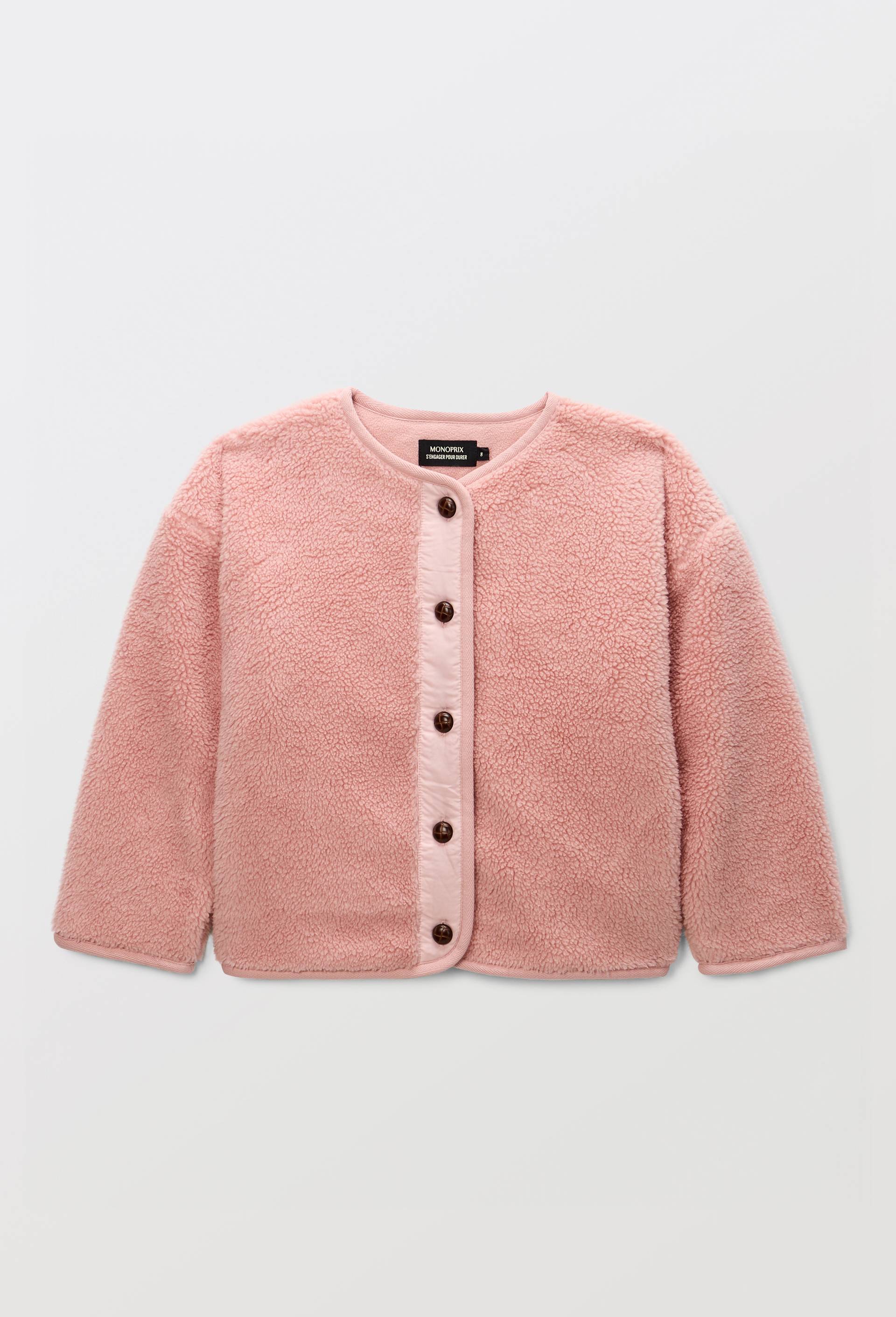 Veste unie sherpa, Rose, large image number 1