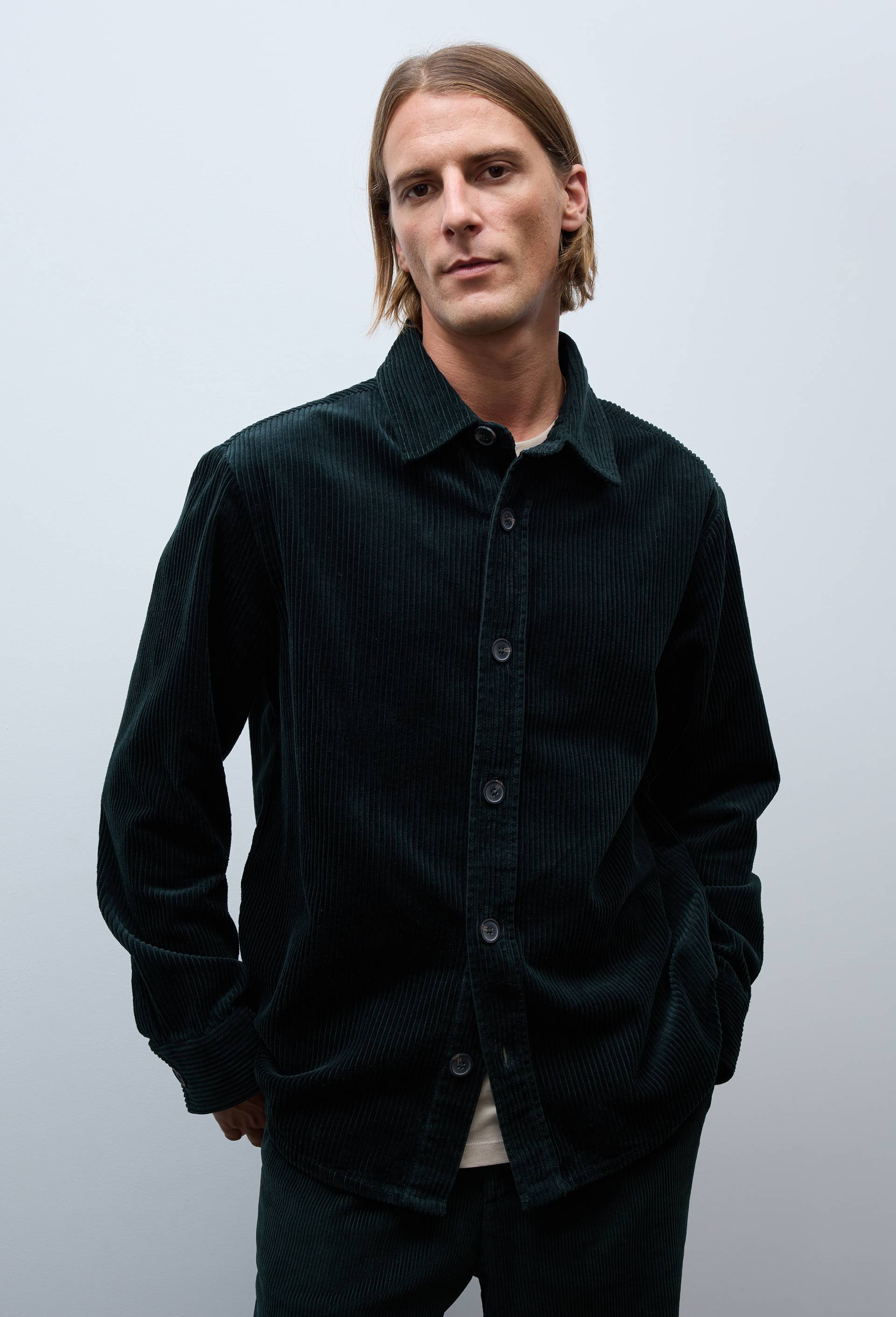 Surchemise en velours de coton, Vert fonc&eacute;, large image number 0