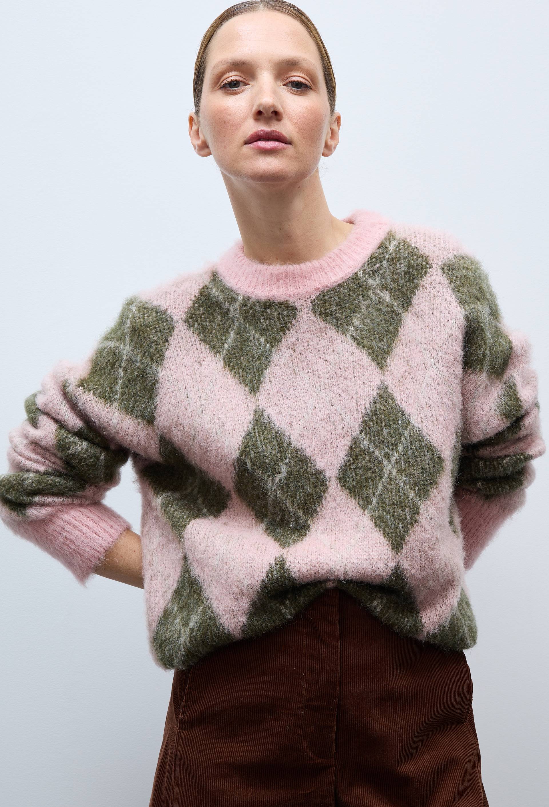 Pull Burlington col rond contenant de l'alpaga, Rose, large image number 0.0