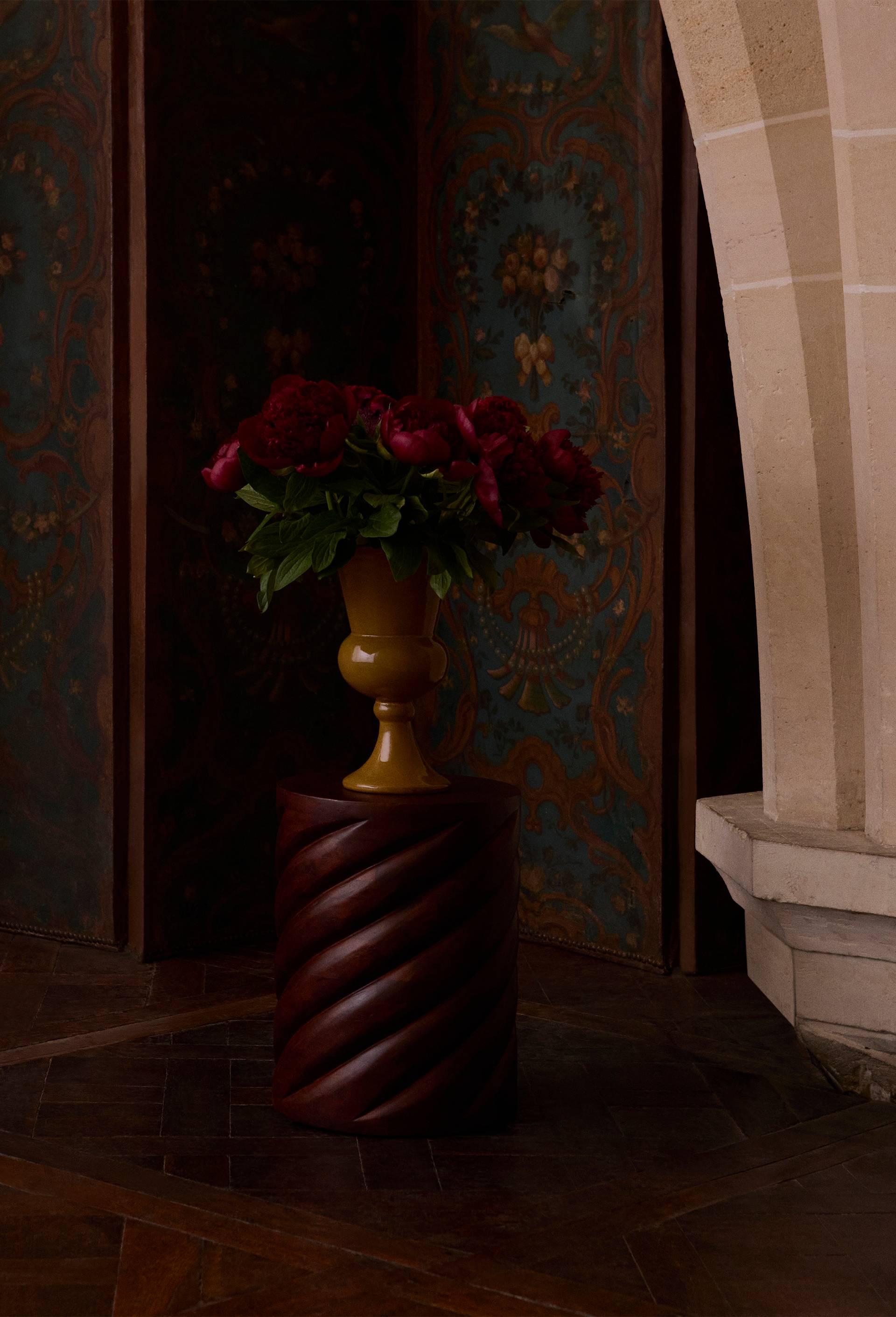 Vase style ancien, D18x31cm, en c&eacute;ramique, Jaune fonc&eacute;, large image number 0