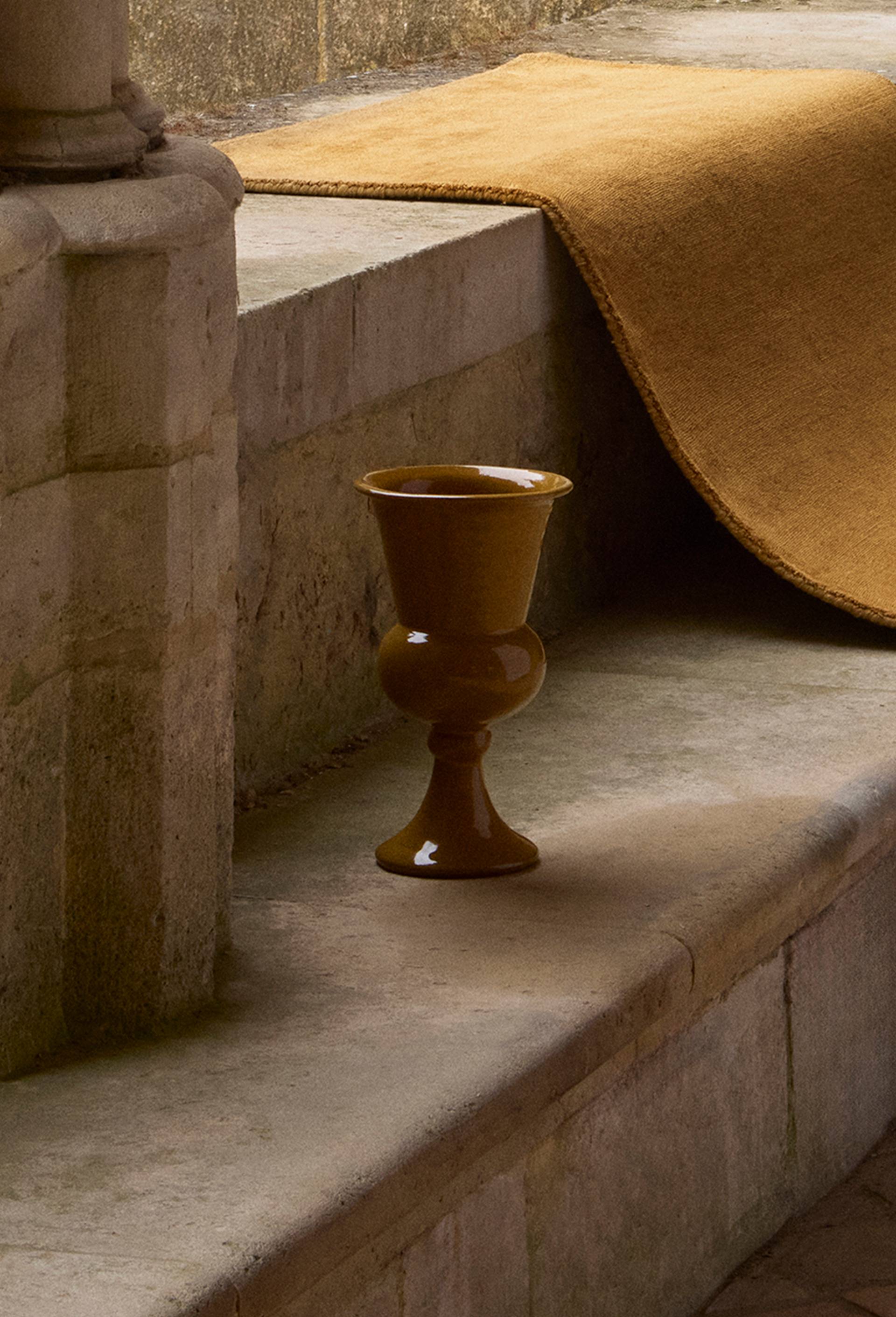 Vase style ancien, D18x31cm, en c&eacute;ramique, Jaune fonc&eacute;, large image number 1.0