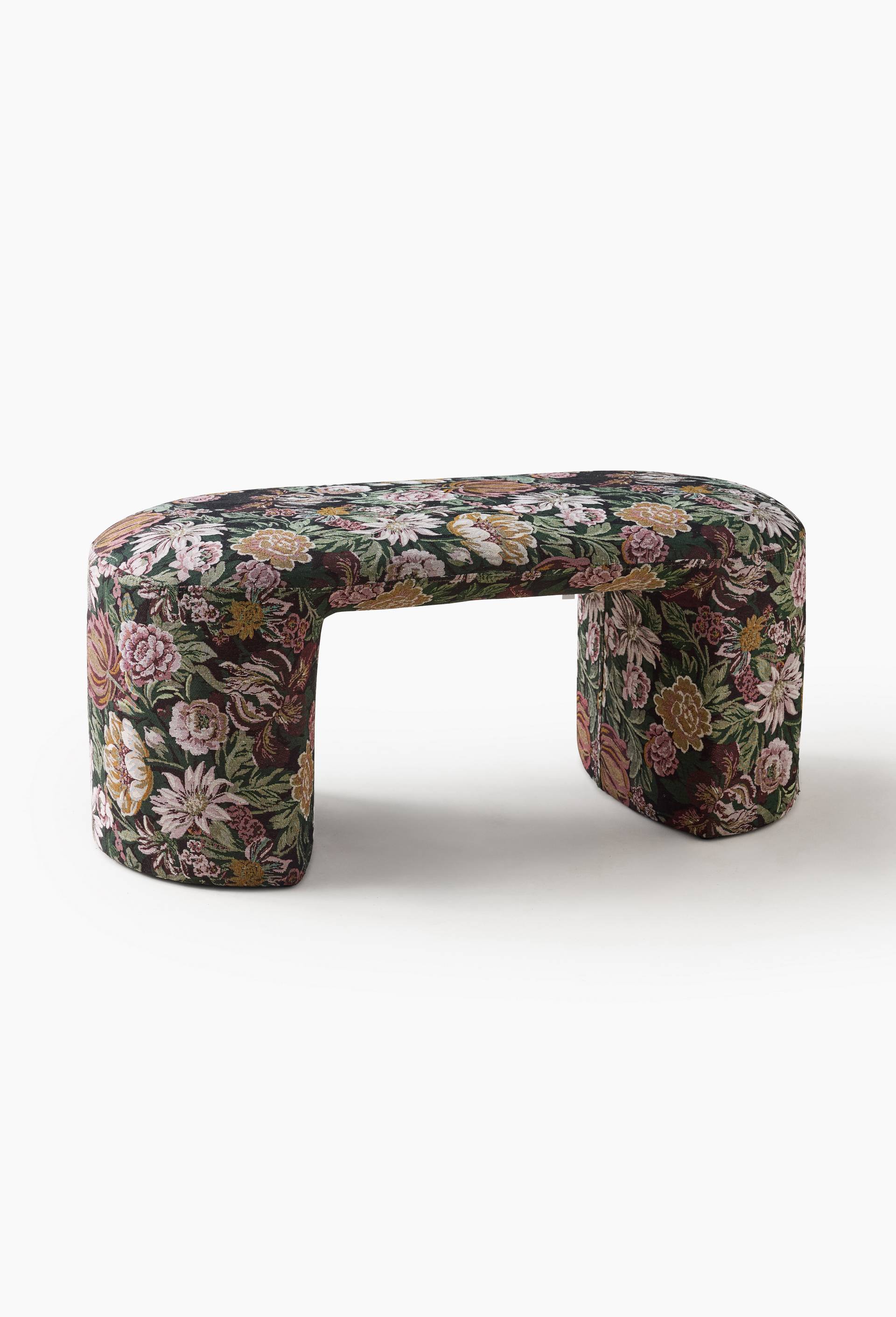 Banc jacquard fleur, 100xH44cm en polyester, Multicolore, large image number 0