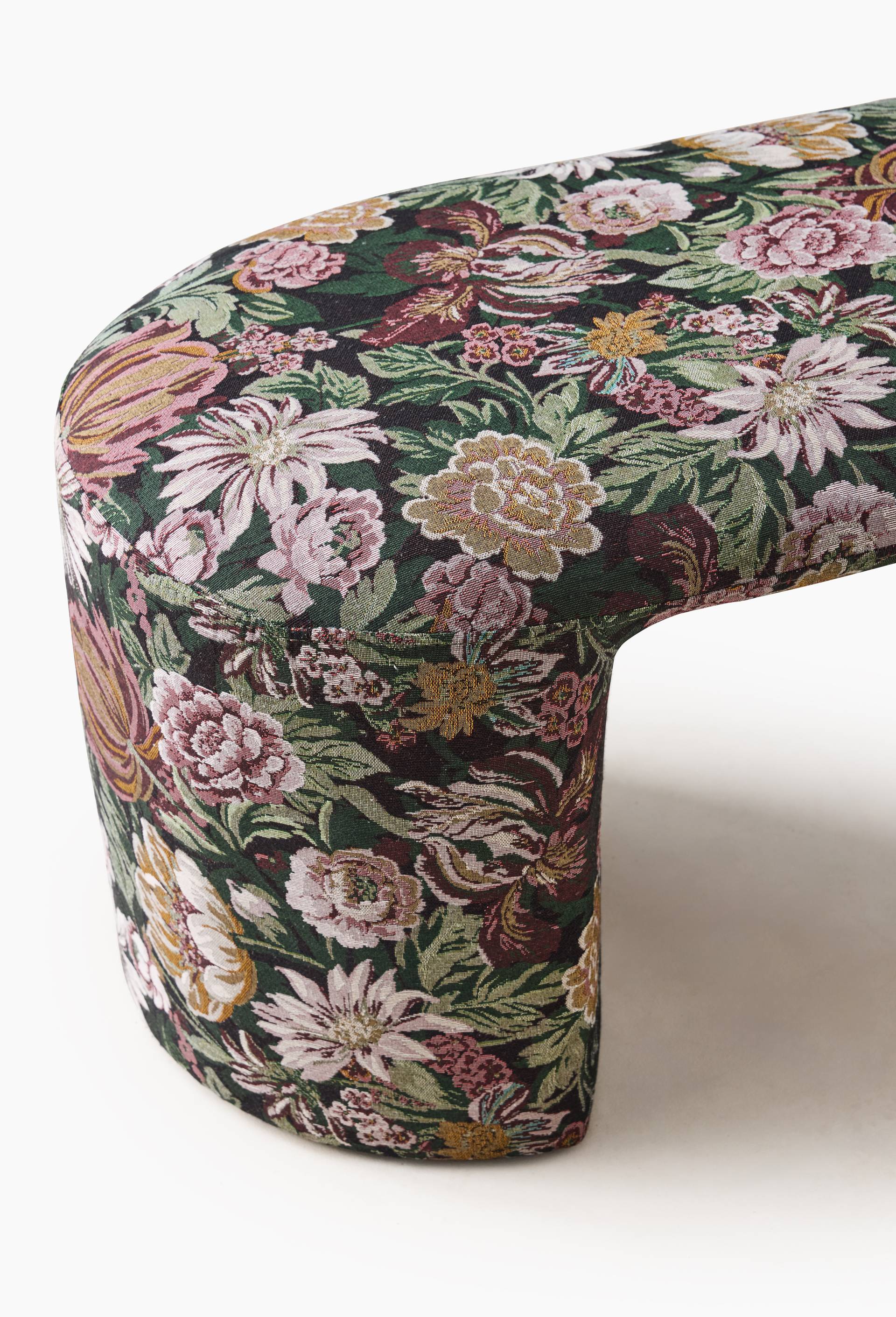 Banc jacquard fleur, 100xH44cm en polyester, Multicolore, large image number 1