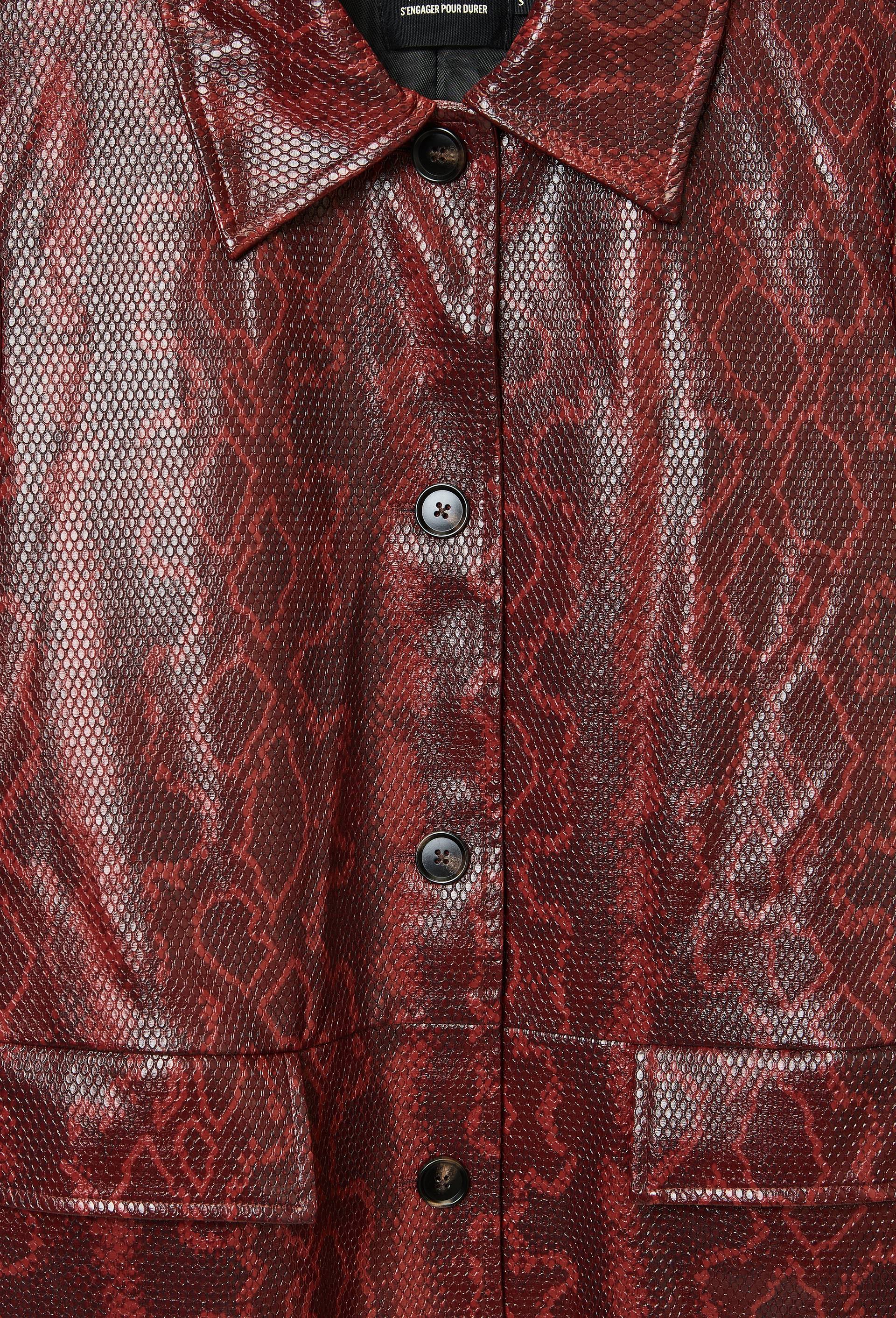 Manteau mi-long effet python, Rouge fonc&eacute;, large image number 6.0