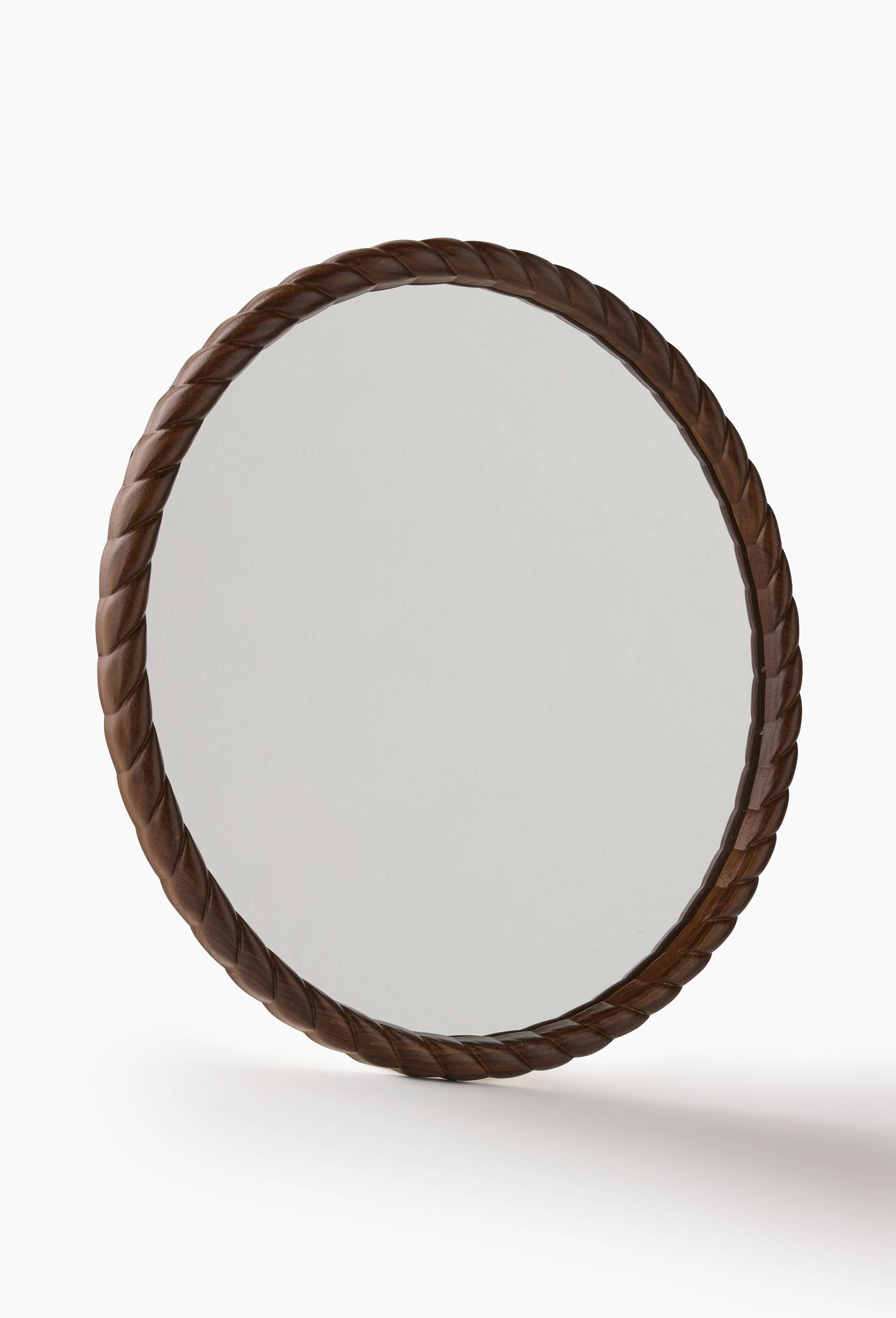 Miroir rond bois twist, 43x43cm, Brun, large image number 0
