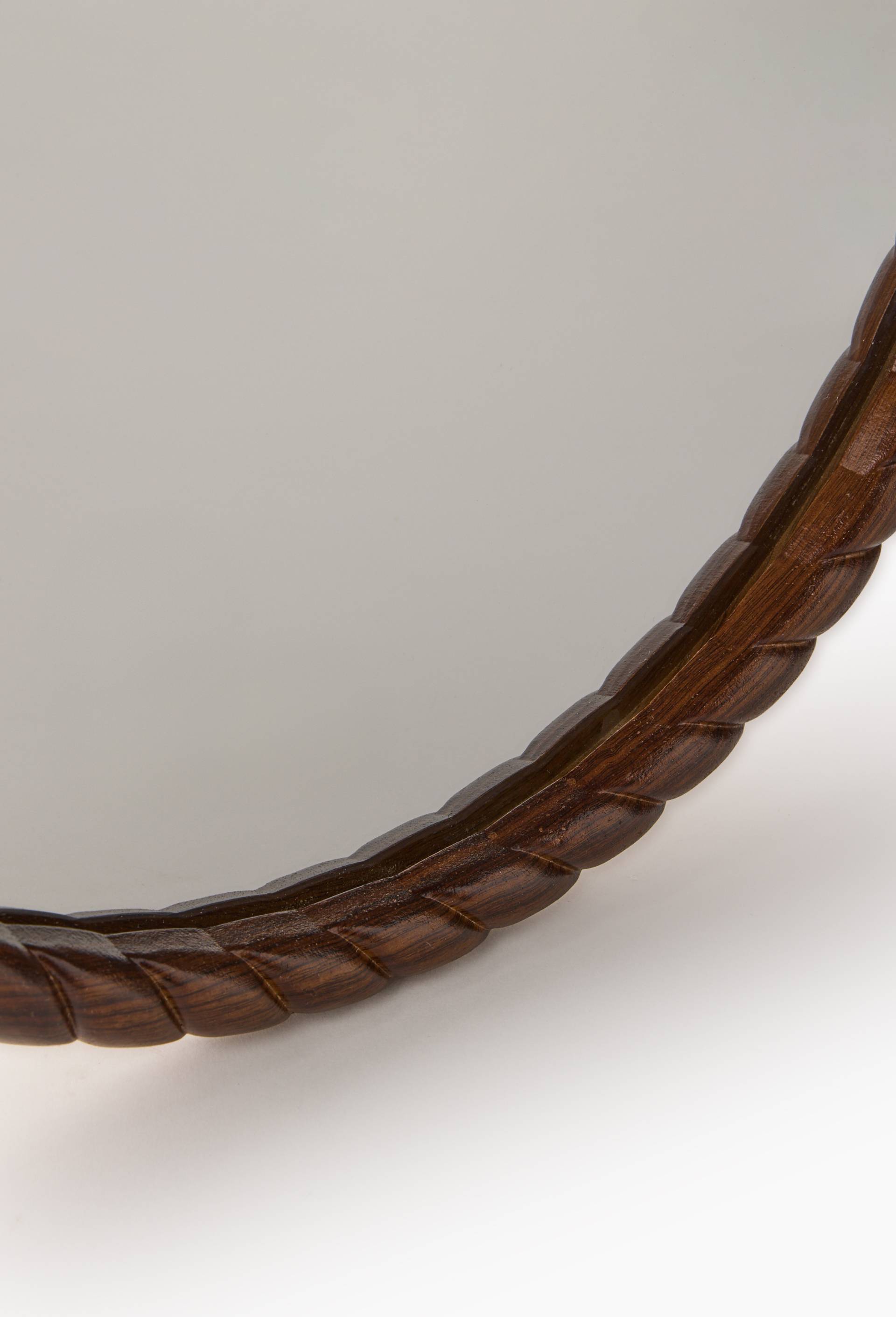 Miroir rond bois twist, 43x43cm, Brun, large image number 1