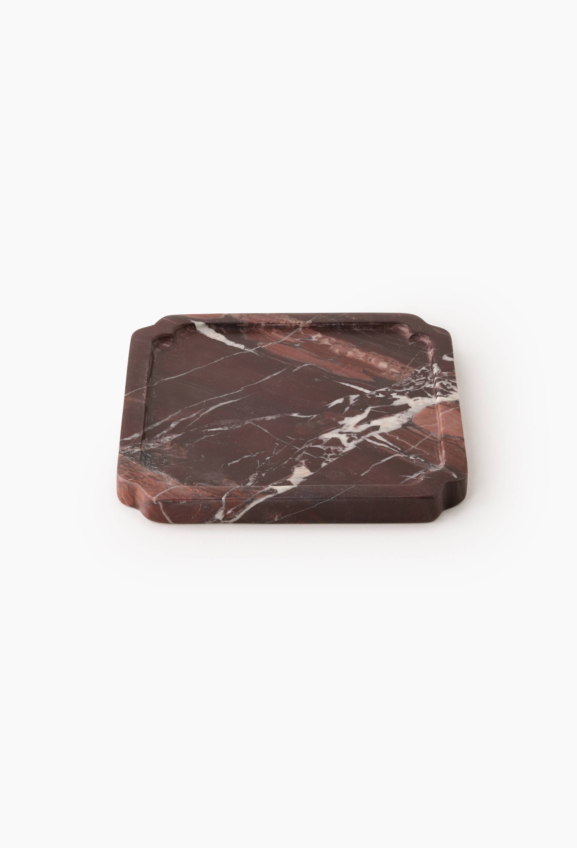 Plateau marbre carr&eacute; angles arrondis, 16xH1,5cm, Rouge, large image number 1