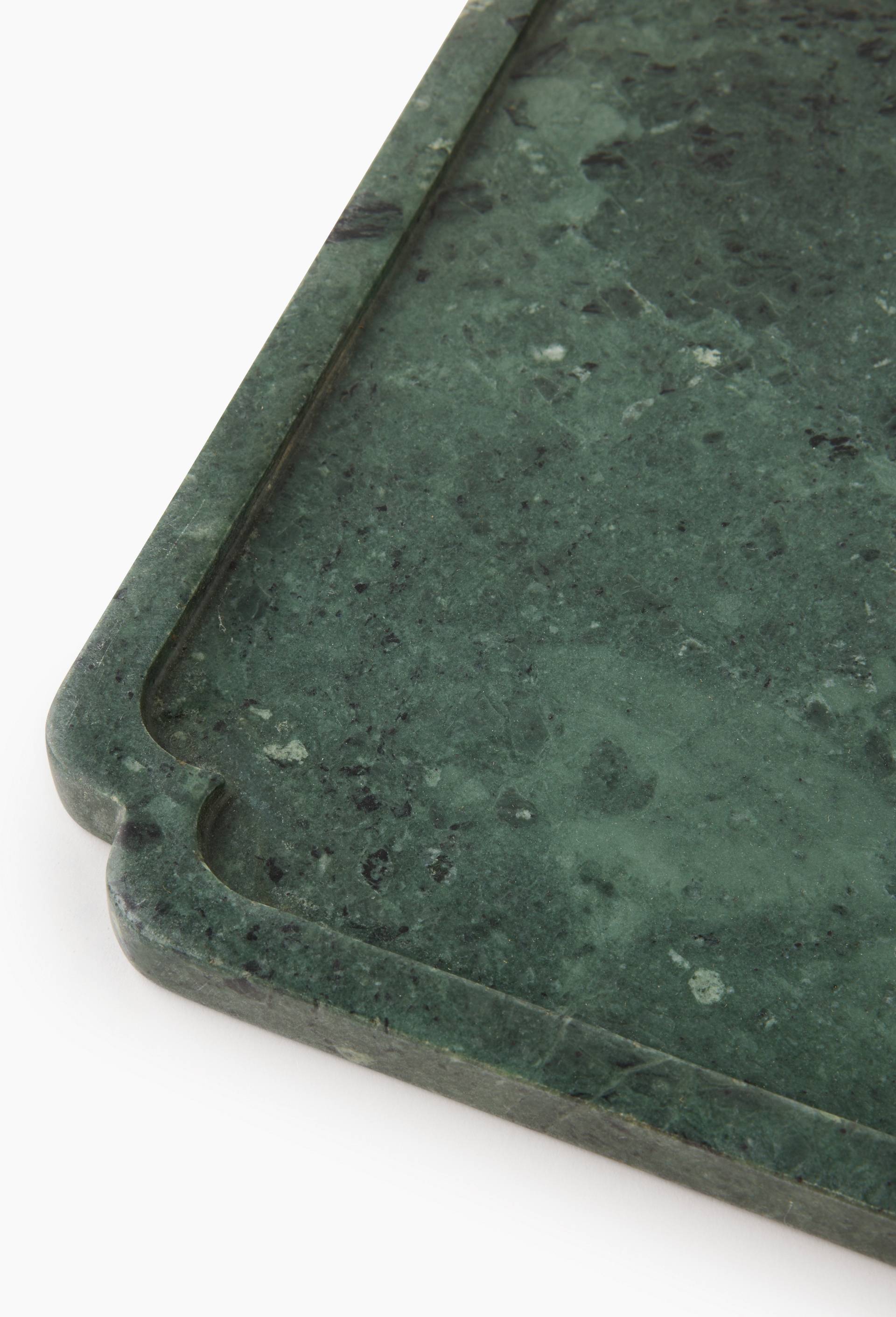 Plateau carr&eacute; arrondis , 25xH1,5cm, en marbre, Vert fonc&eacute;, large image number 1