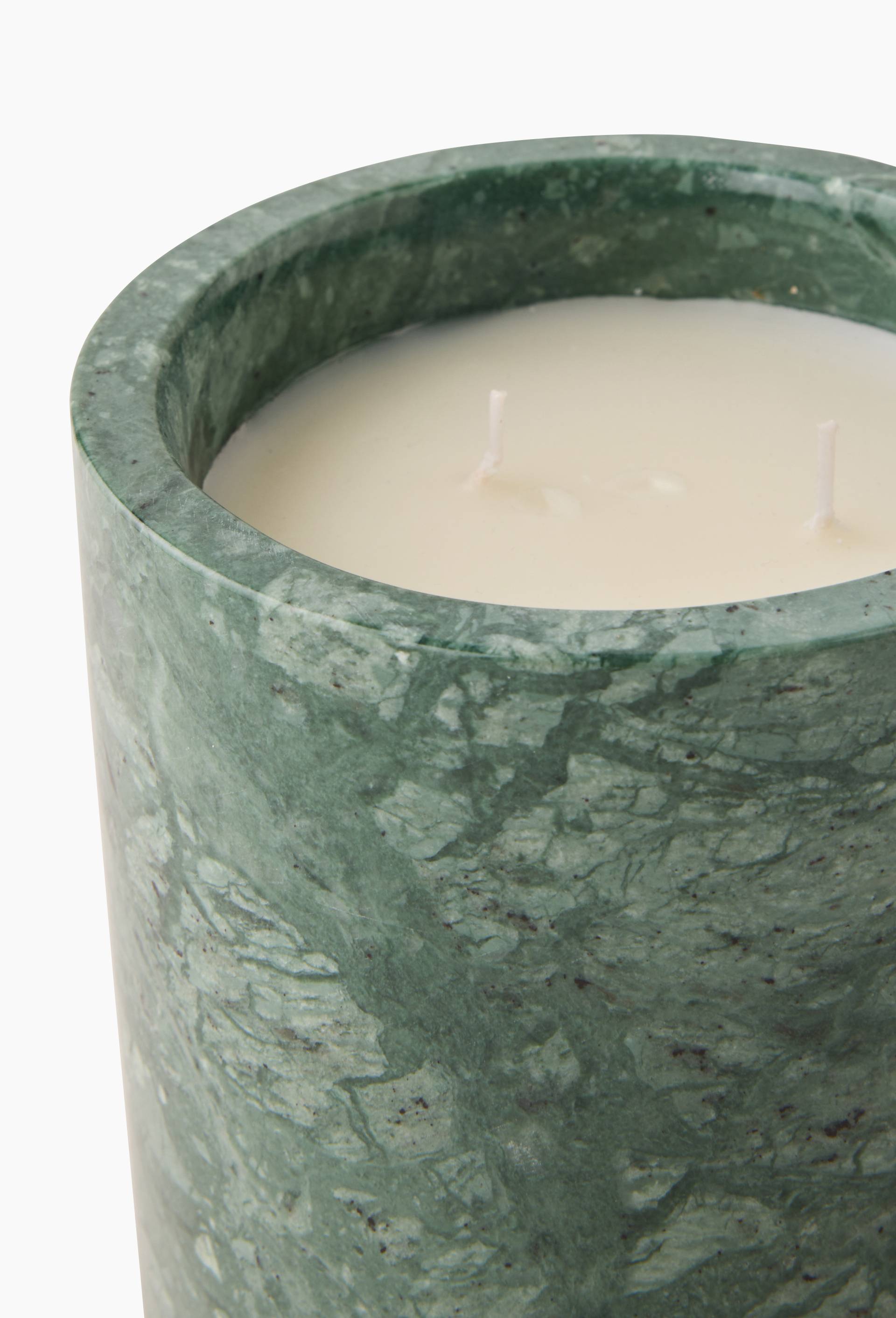 Bougie ronde, D10x6cm, en marbre, Vert fonc&eacute;, large image number 1.0