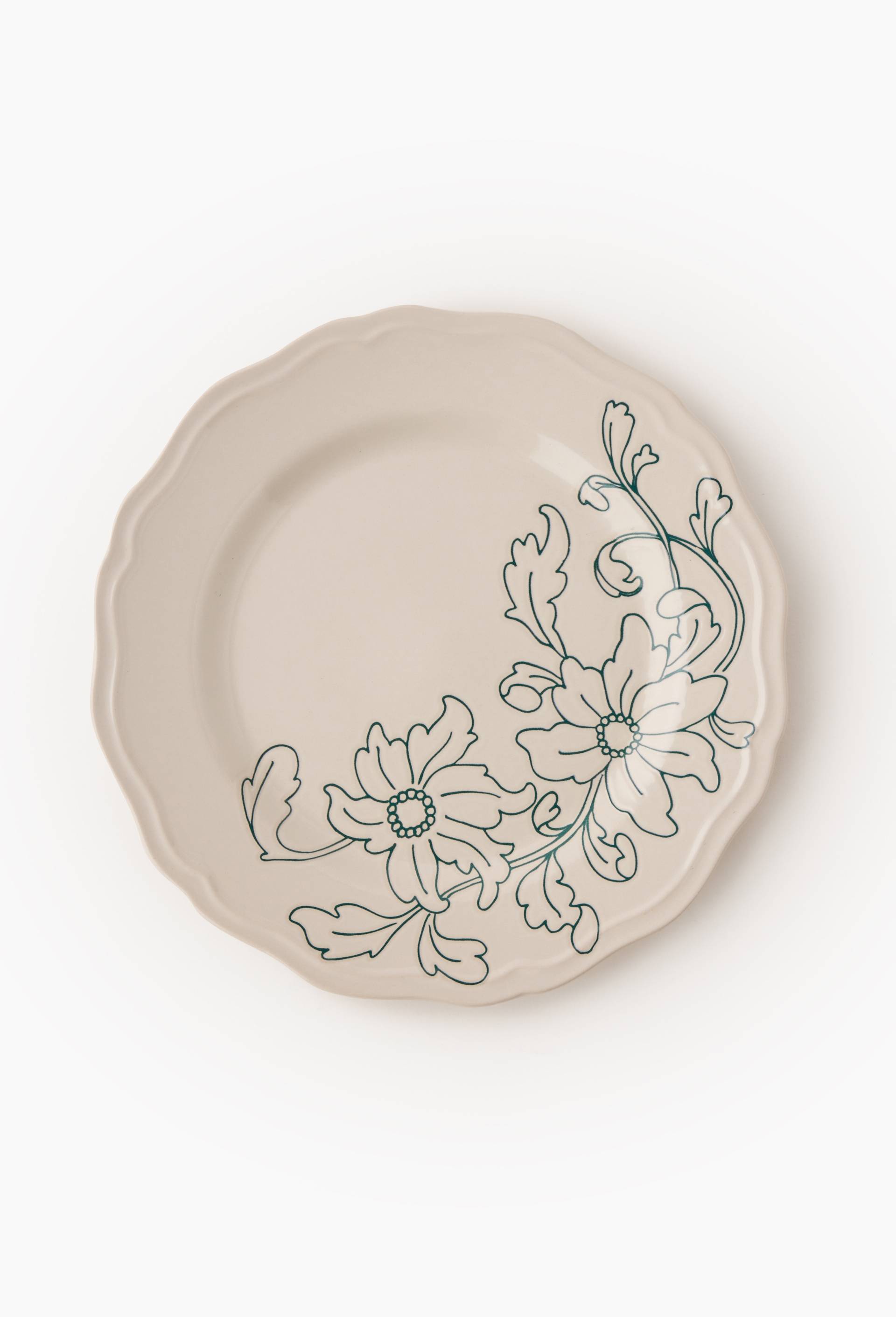 Assiette plate finition imprim&eacute;e, 27cm, Vert fonc&eacute;, large image number 0