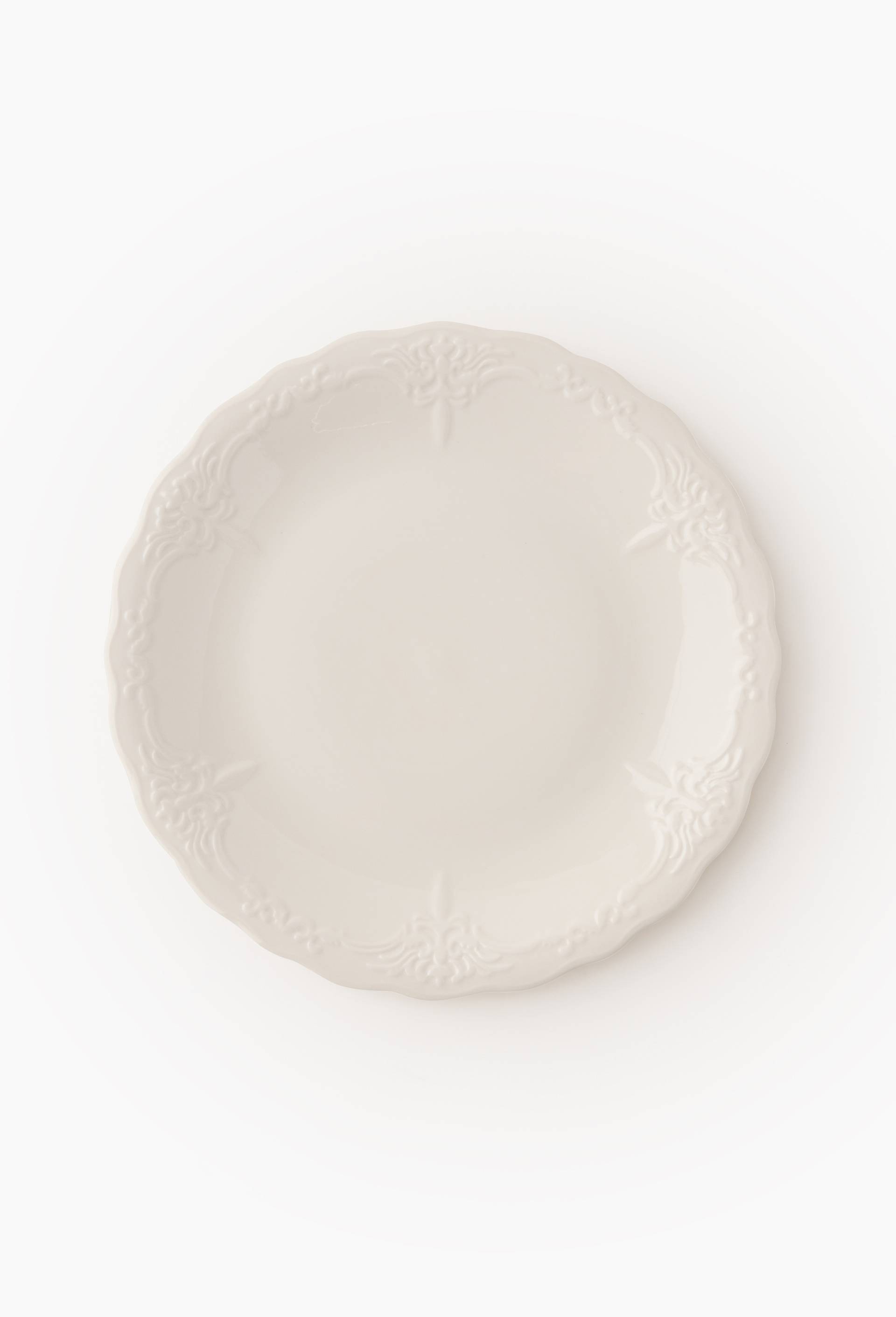 Assiette plate finition relief, 27cm, Blanc, large image number 0.0