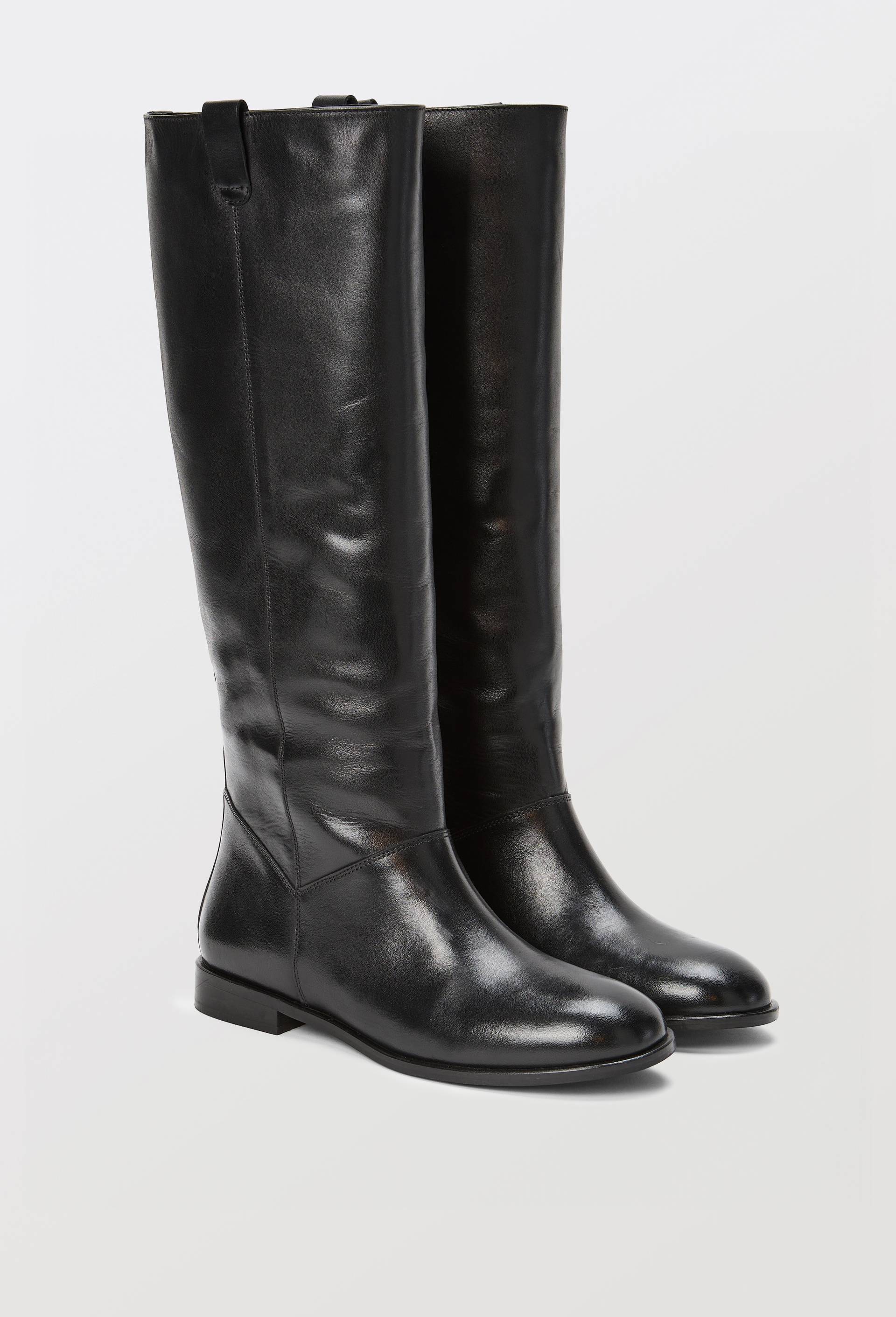Bottes hautes en cuir, Noir, large image number 0.0