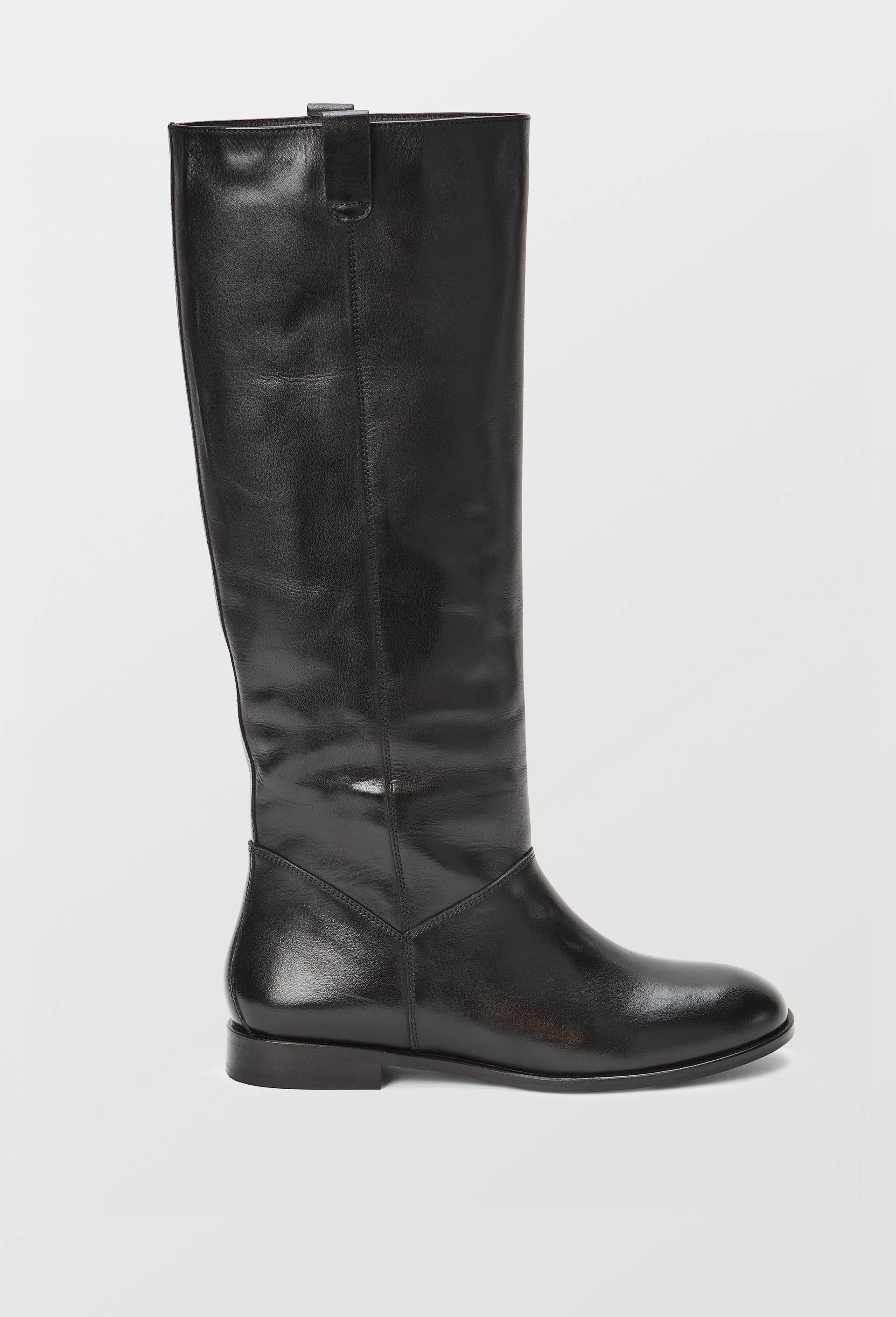 Bottes hautes en cuir, Noir, large image number 1