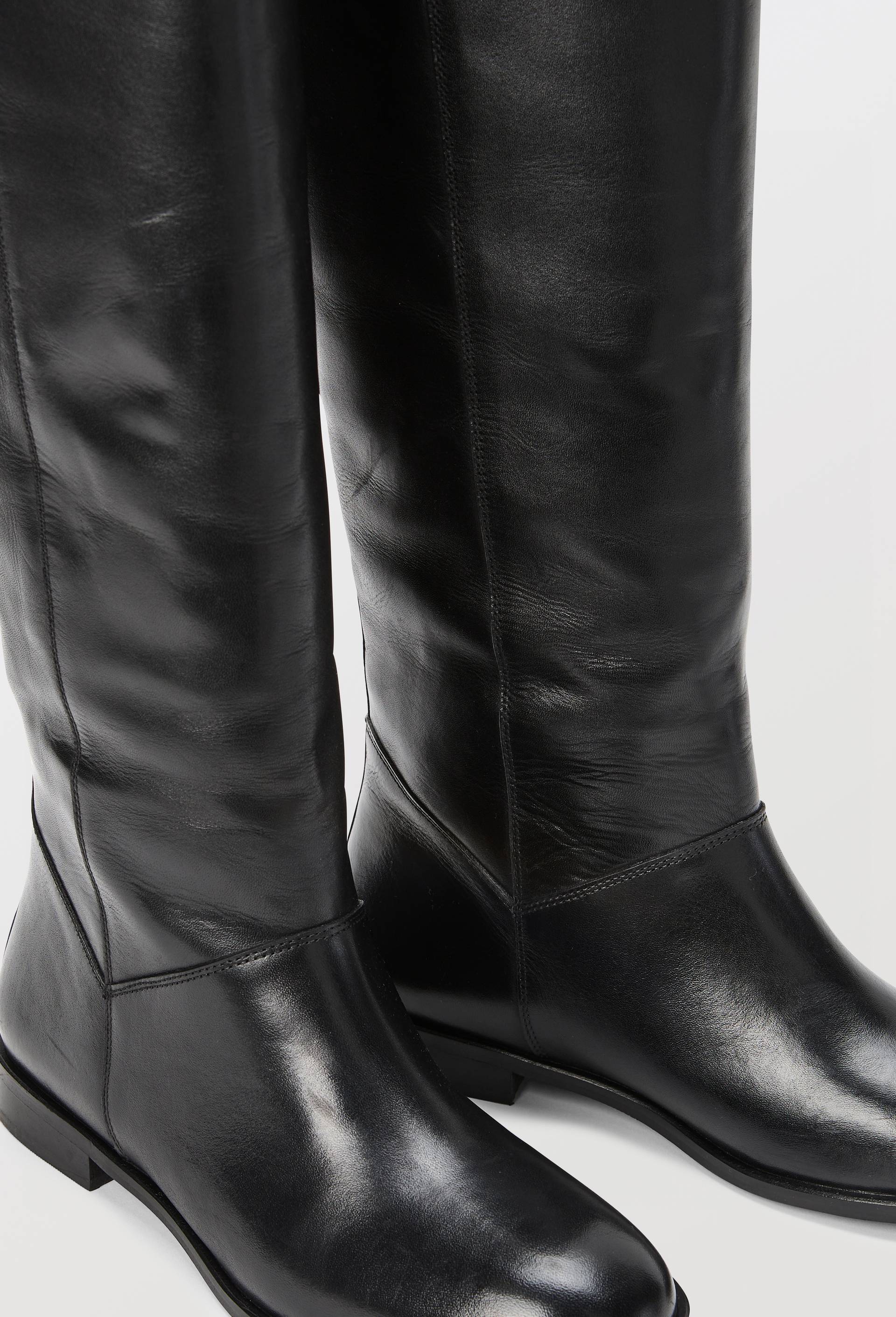 Bottes hautes en cuir, Noir, large image number 2.0
