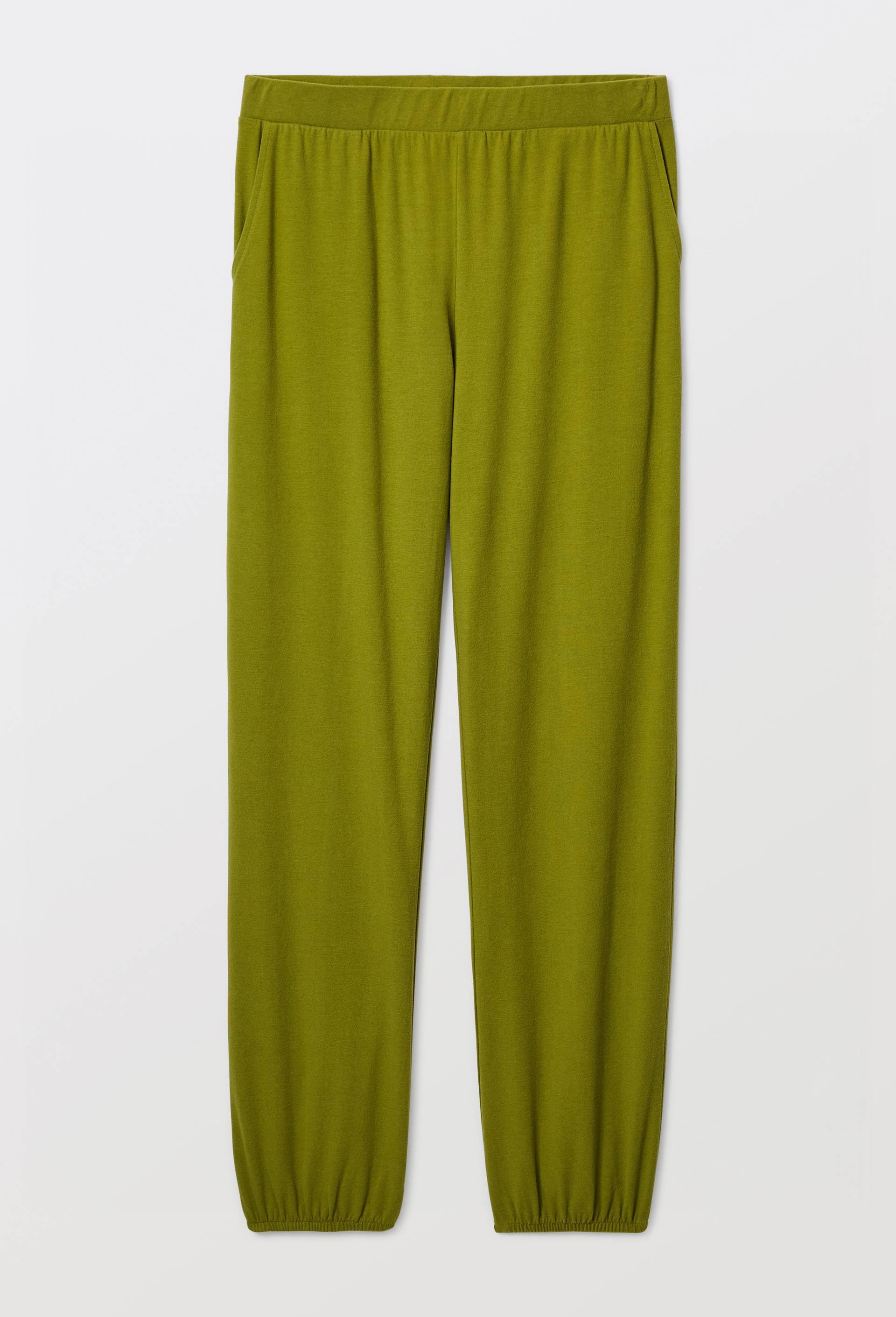 Pantalon uni en coton et modal, Vert, large image number 2
