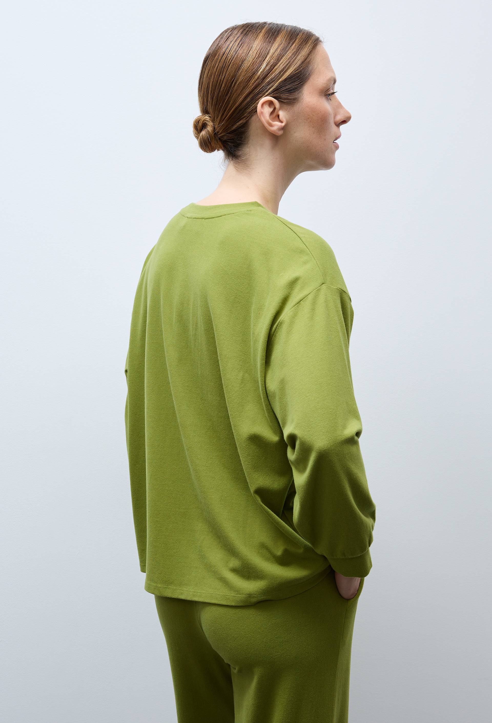 Sweat uni en coton et modal, Vert, large image number 2